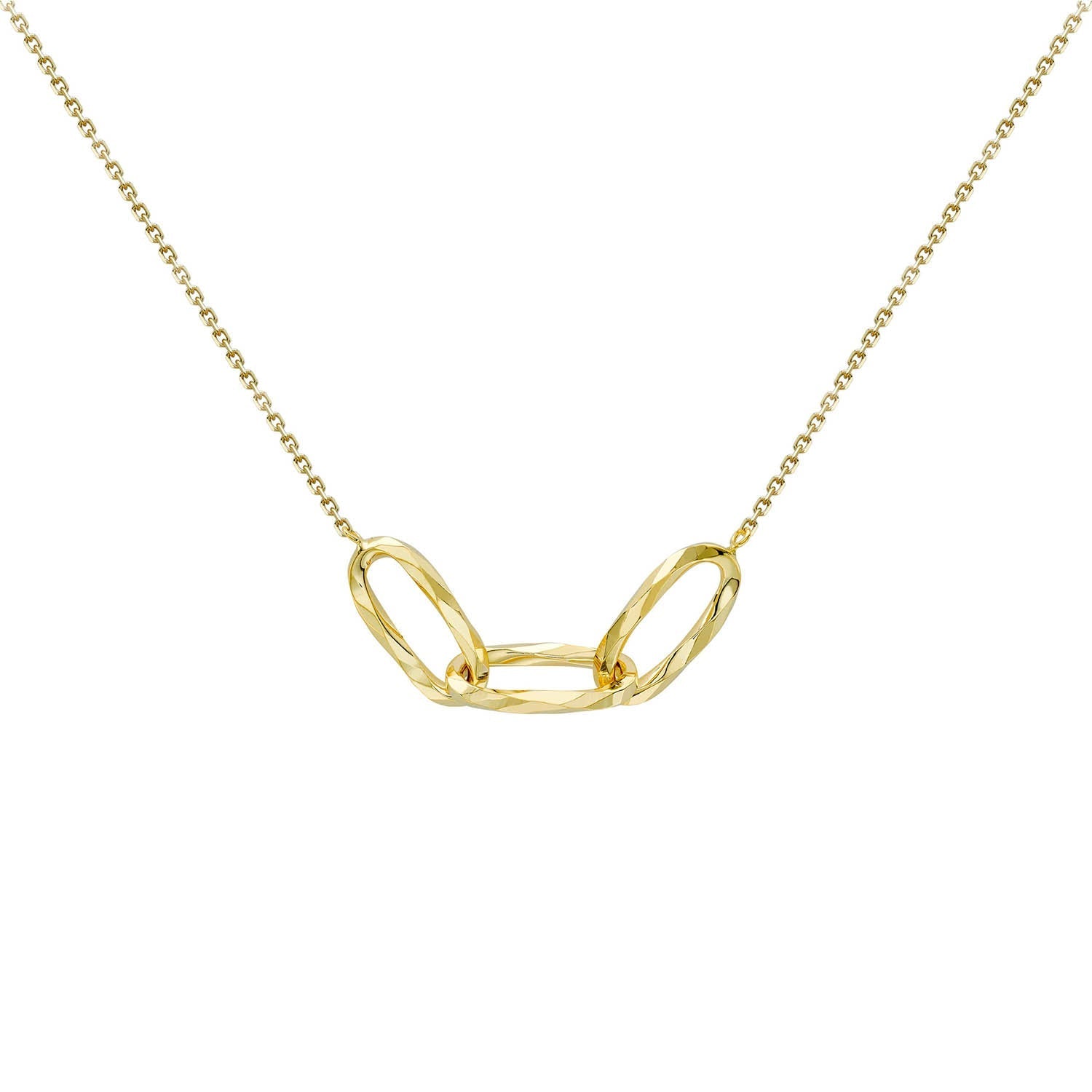 9ct Yellow Gold Diamond Cut Oval Necklace 43-46cm