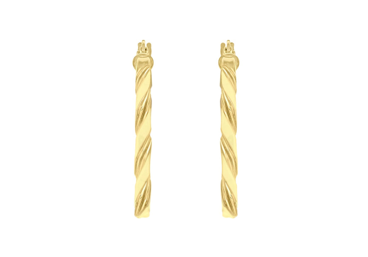9ct Yellow Gold Flat Twist Hoops 20 mm