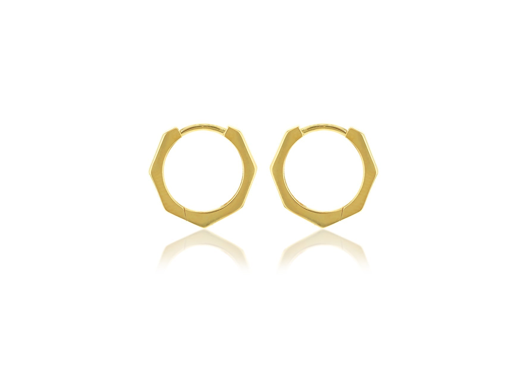 9ct Yellow Gold Hexagon Huggies