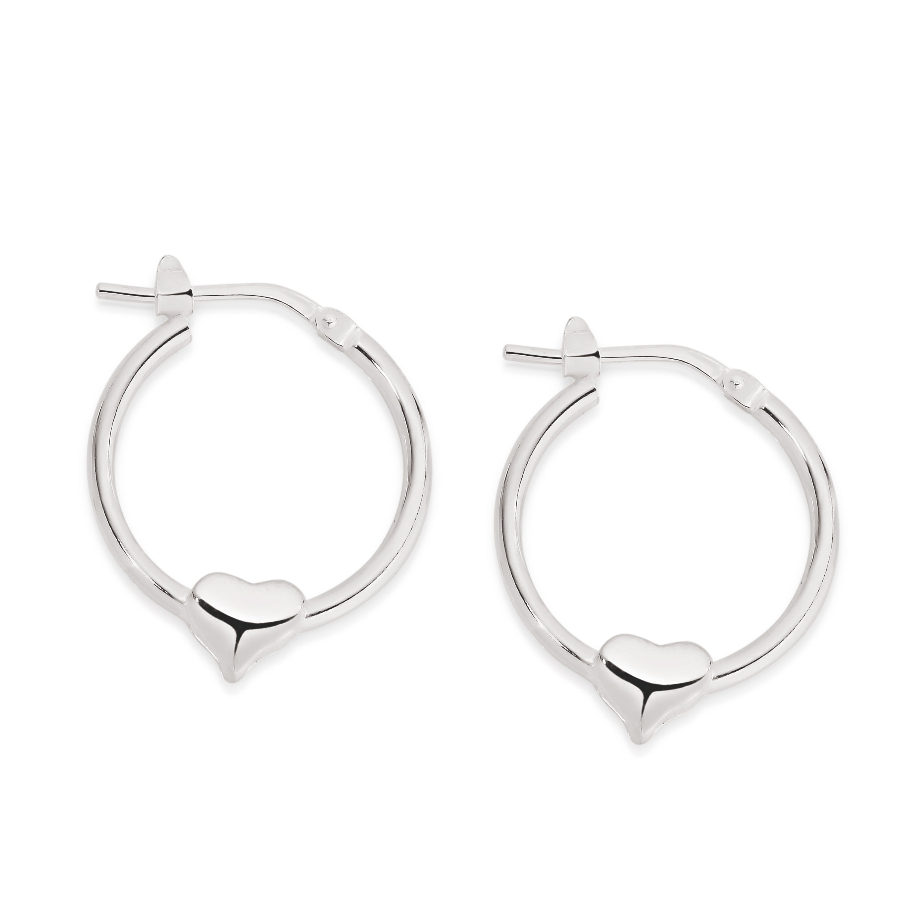 Silver heart hoops 15mm