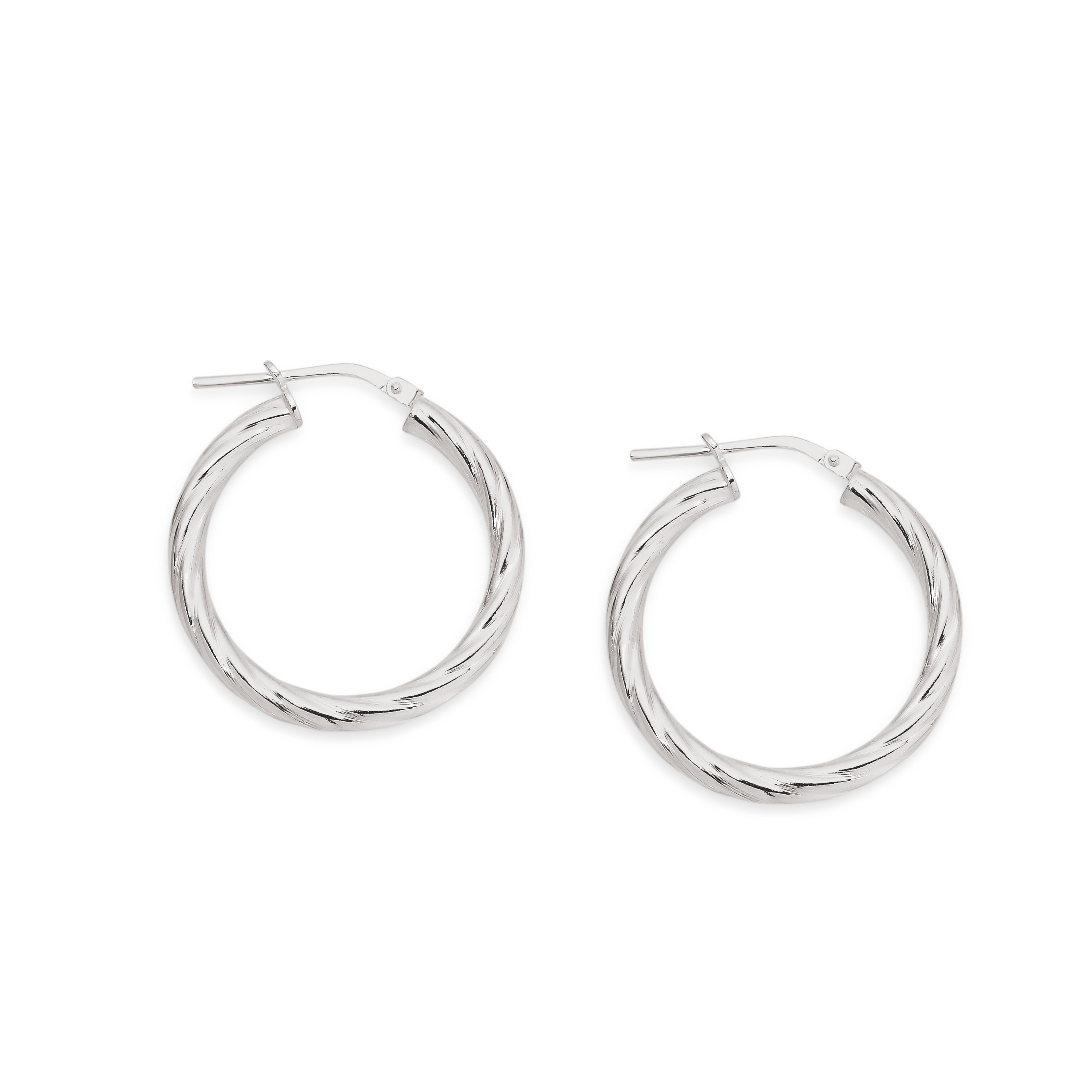 Silver twist hoops 20mm