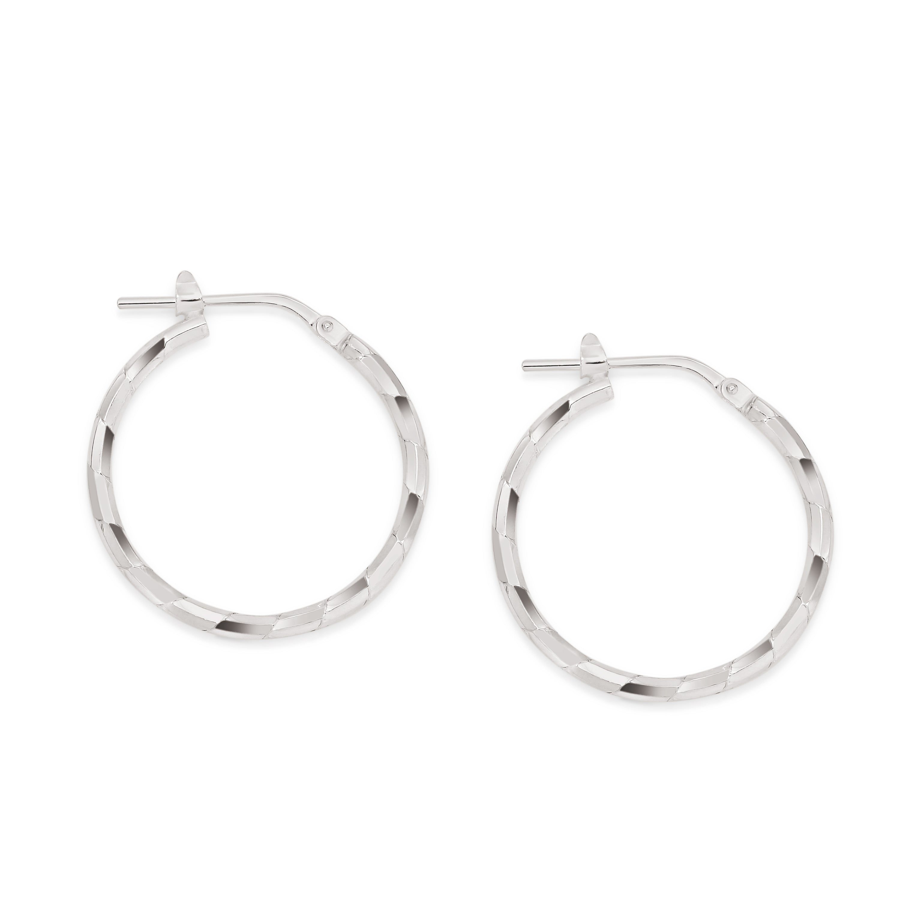 Silver diamond cut hoops 20mm