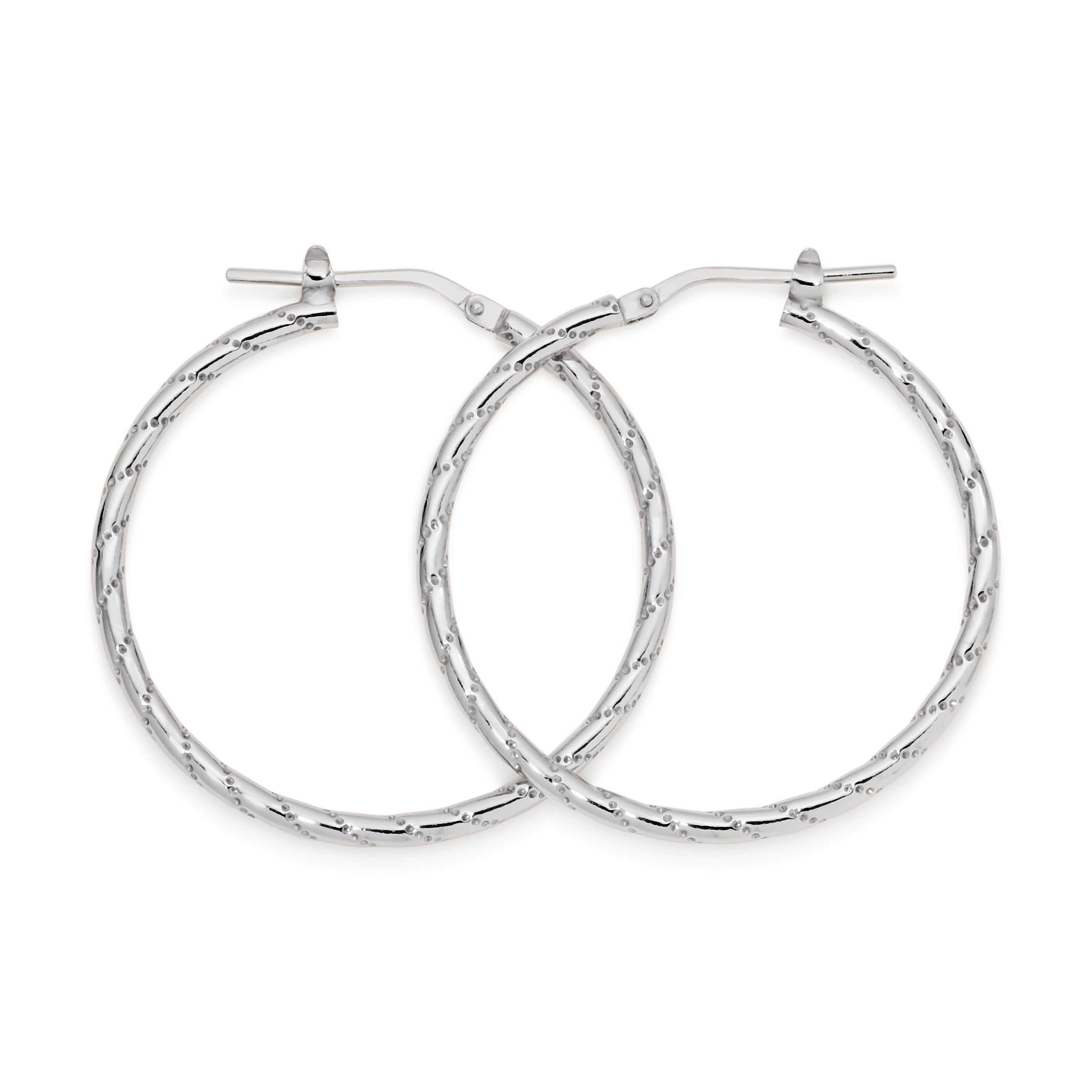 Silver line pattern hoops 30mm