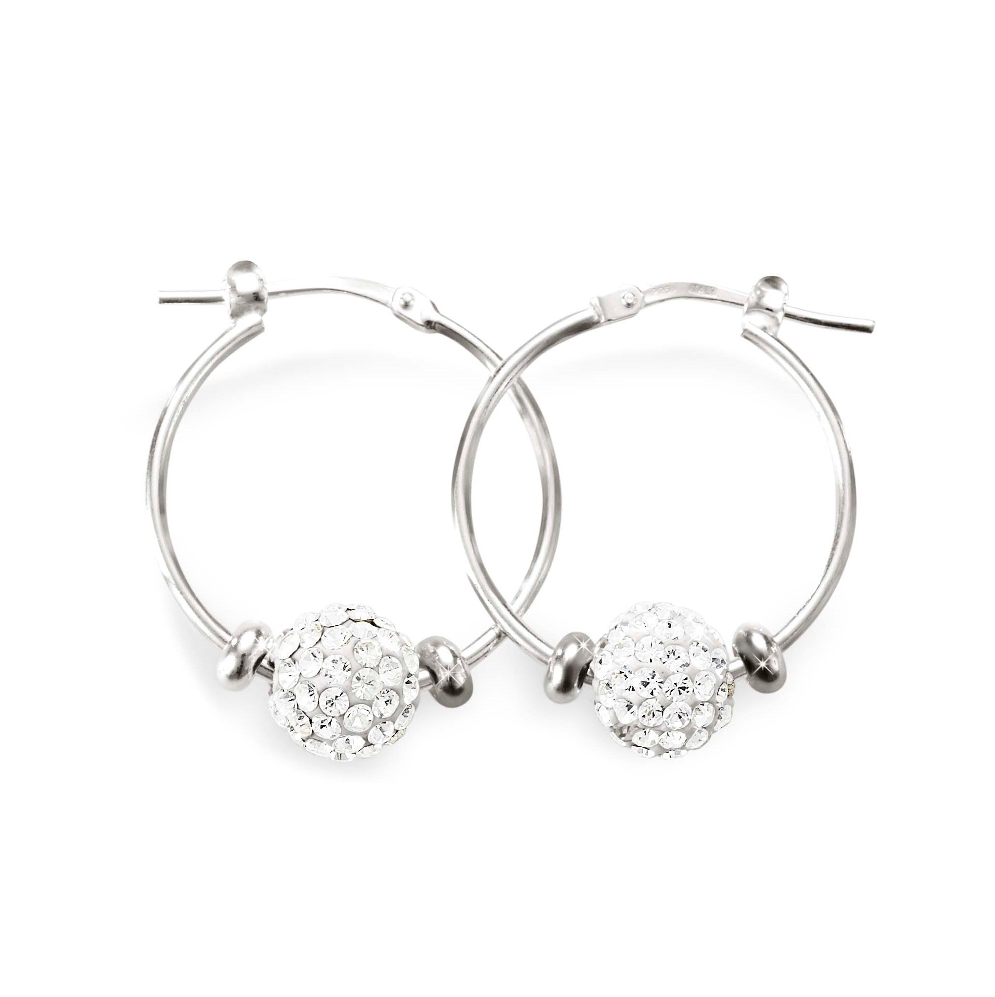 Silver crystal hoops 18mm