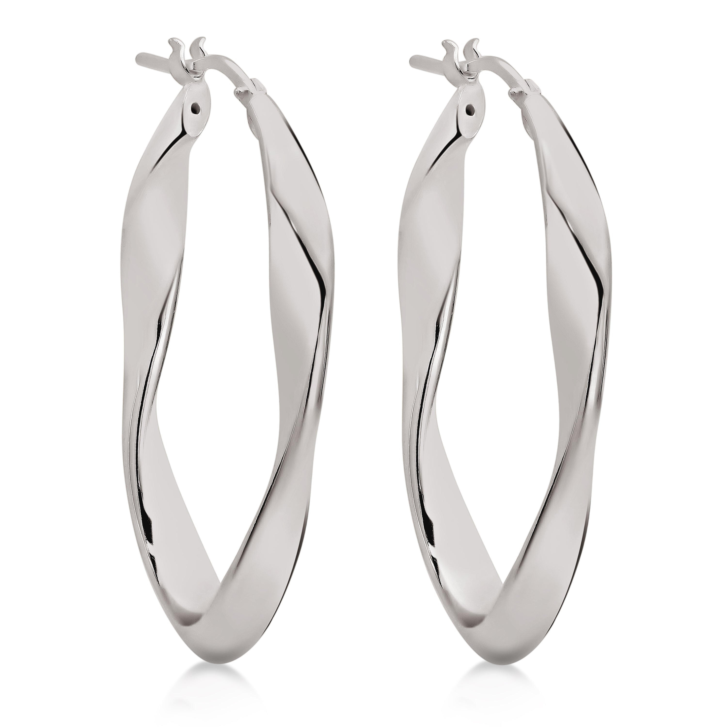 Silver twist hoop 20x30mm oval