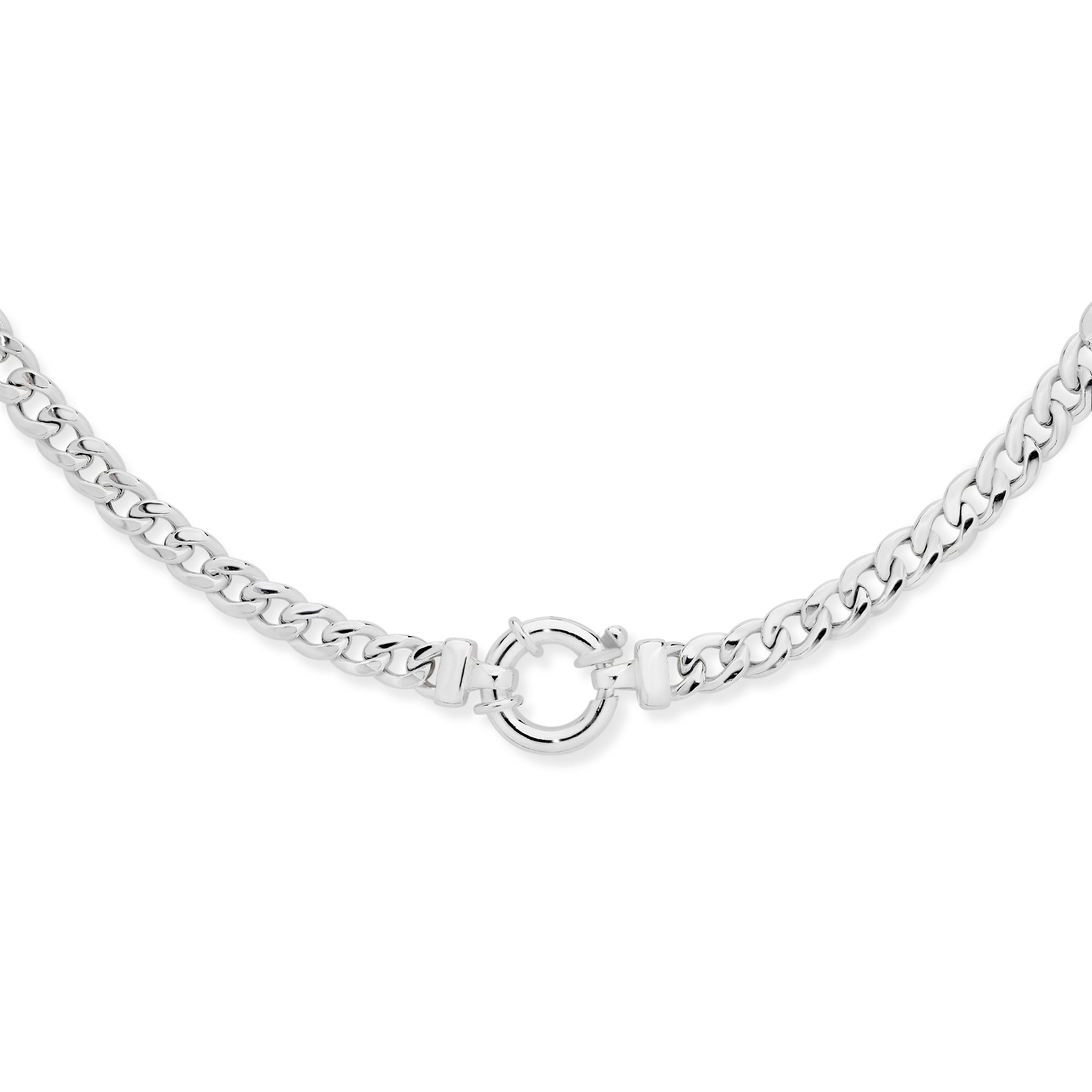 Silver flat curb necklace