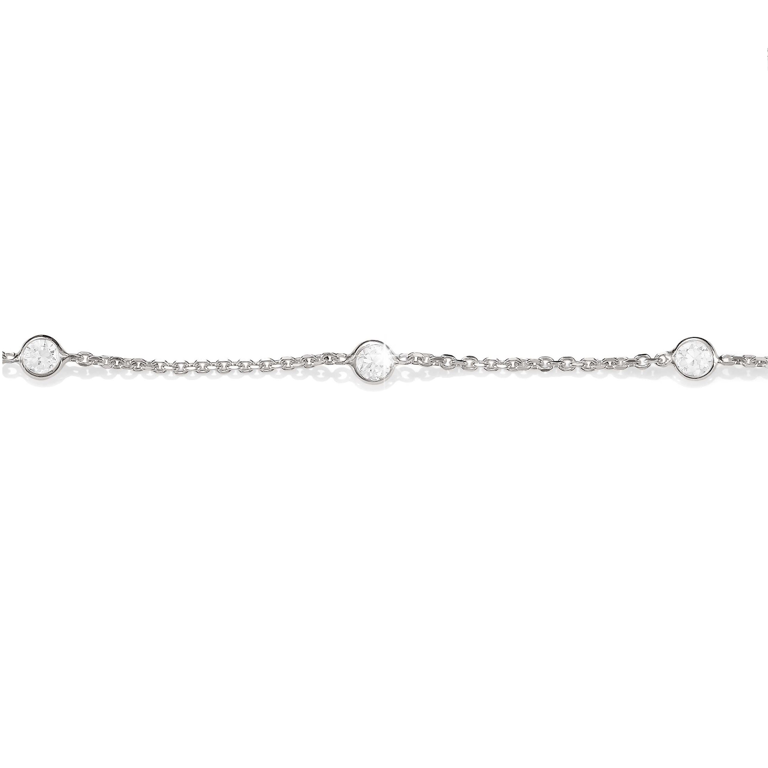 Silver stone set station bracelet