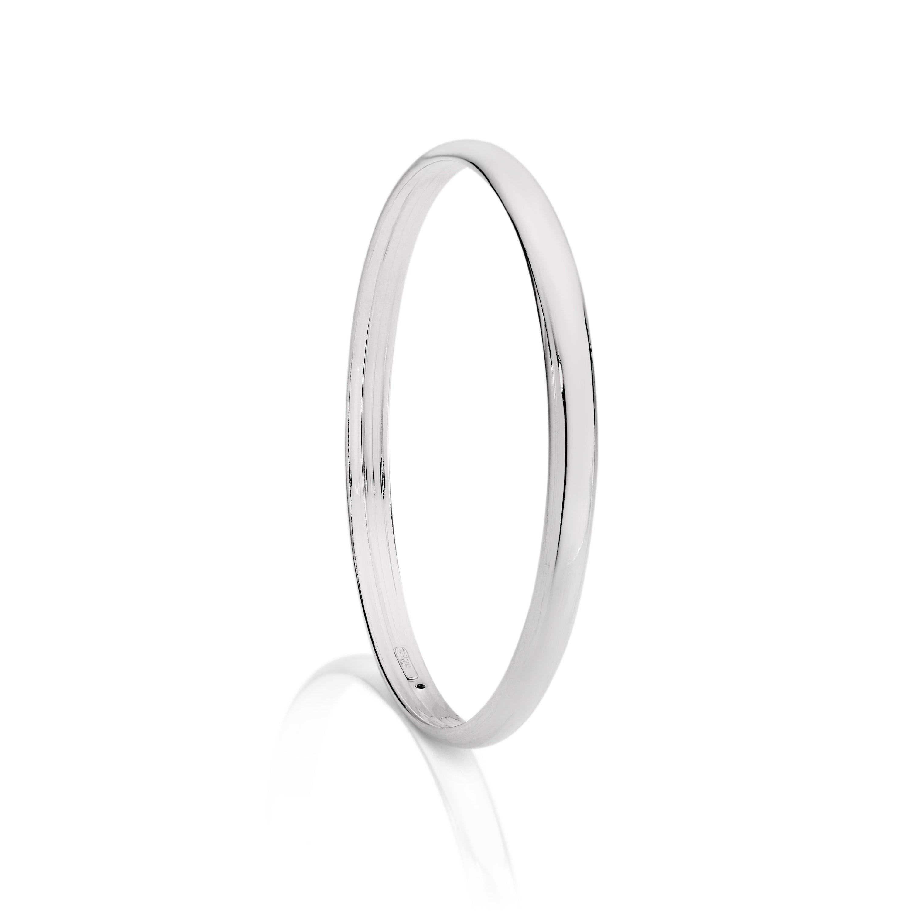 Silver 5mm half round bangle 65mm