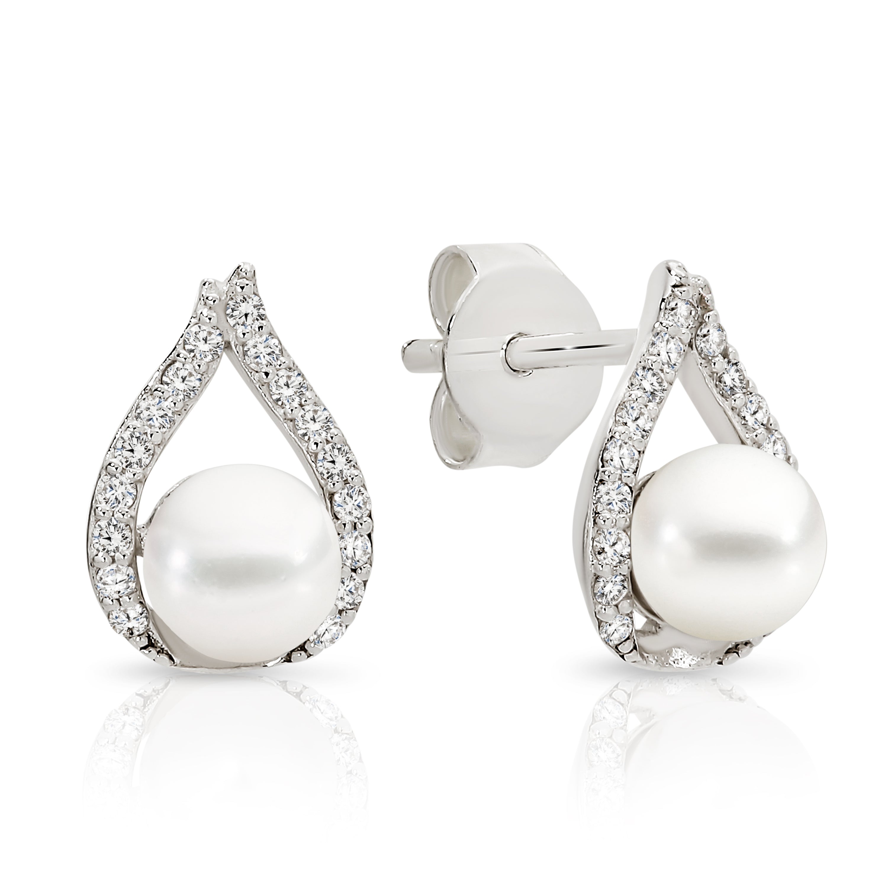 Silver pearl studs
