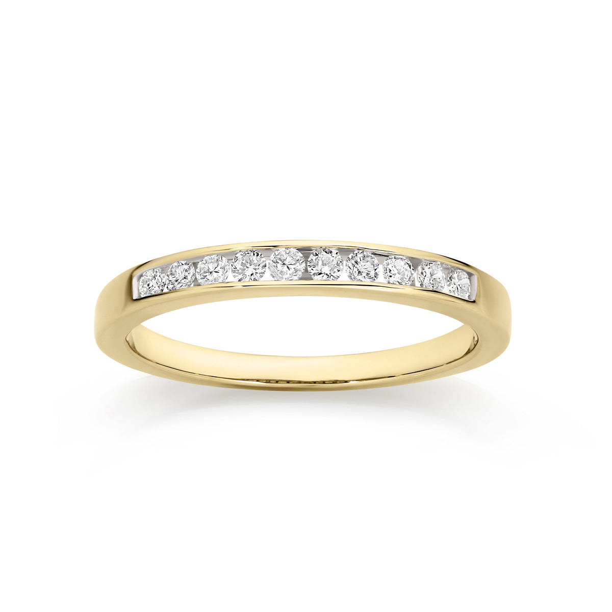 9ct Yellow Gold 0.25ct Channel Set Diamond Wedding Band