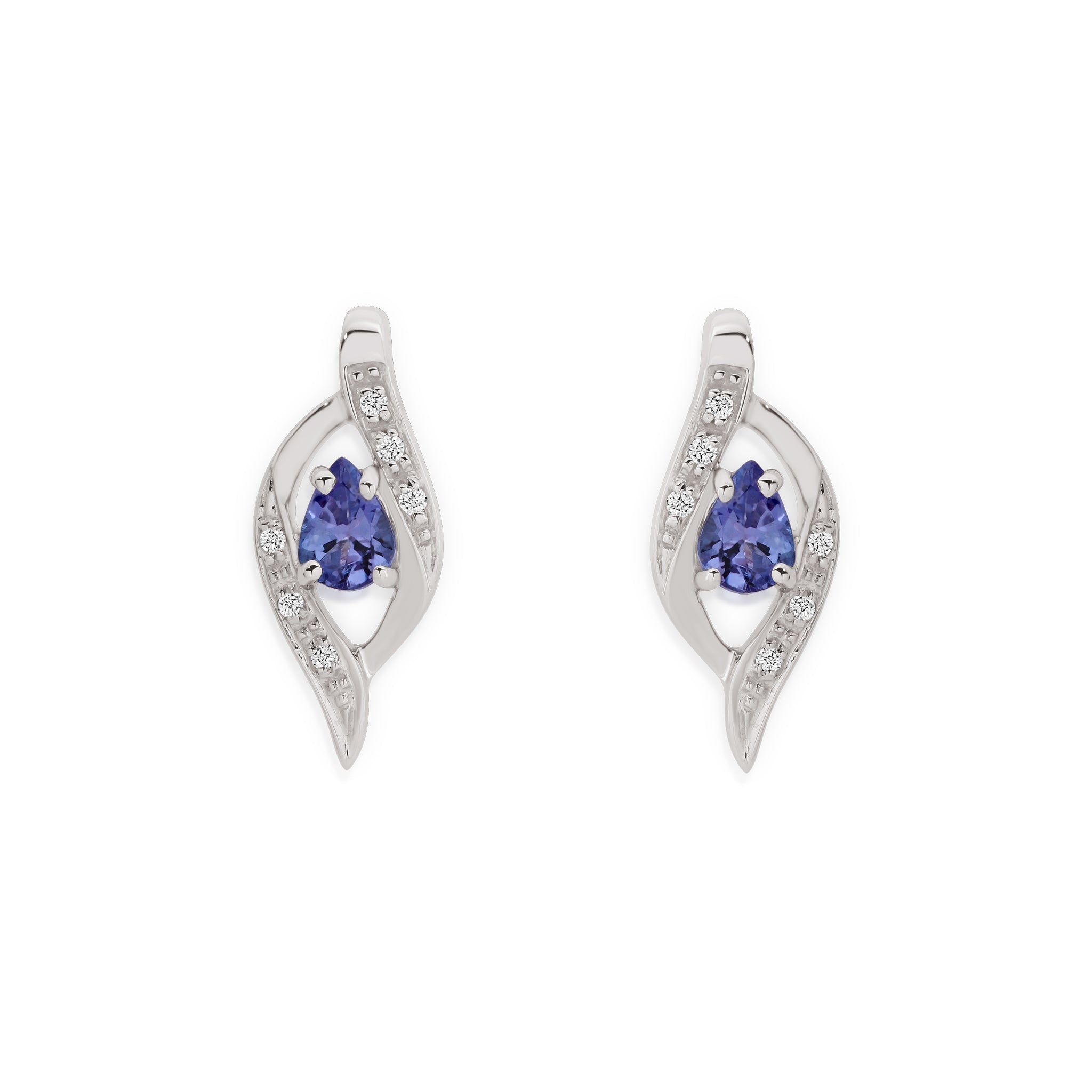 9ct white gold tanzanite & diamond studs
