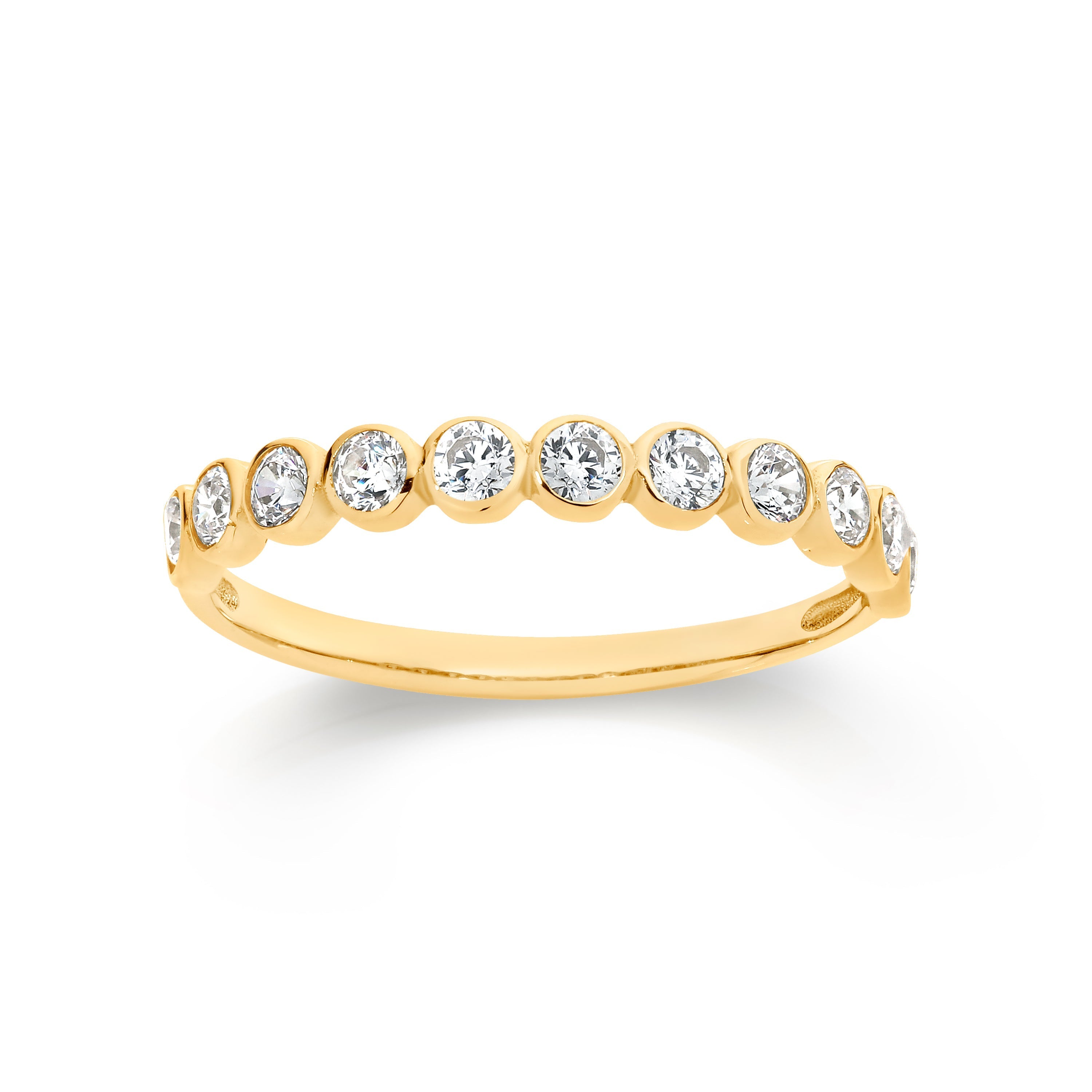 9ct gold cubic zirconia bezel band ring
