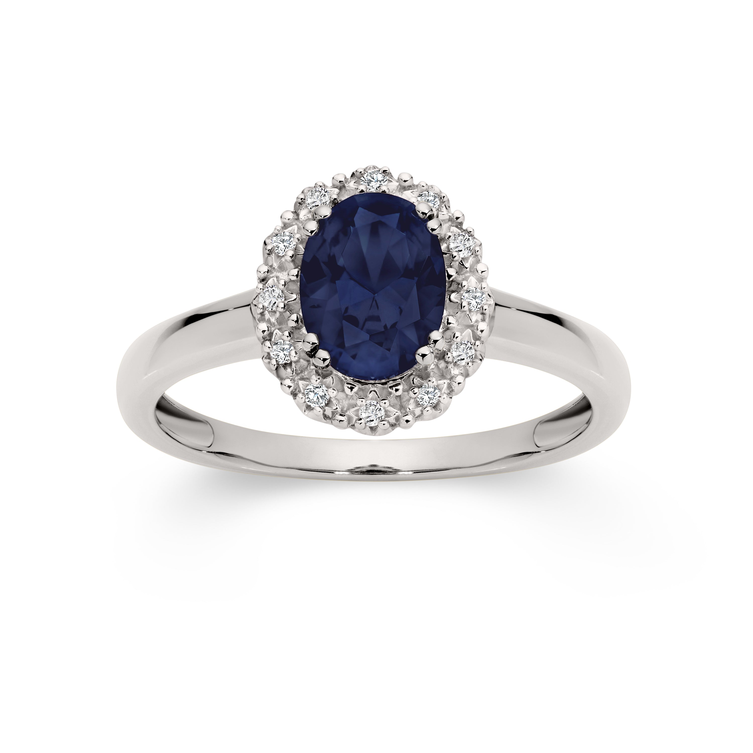 9ct white gold sapphire & diamond ring