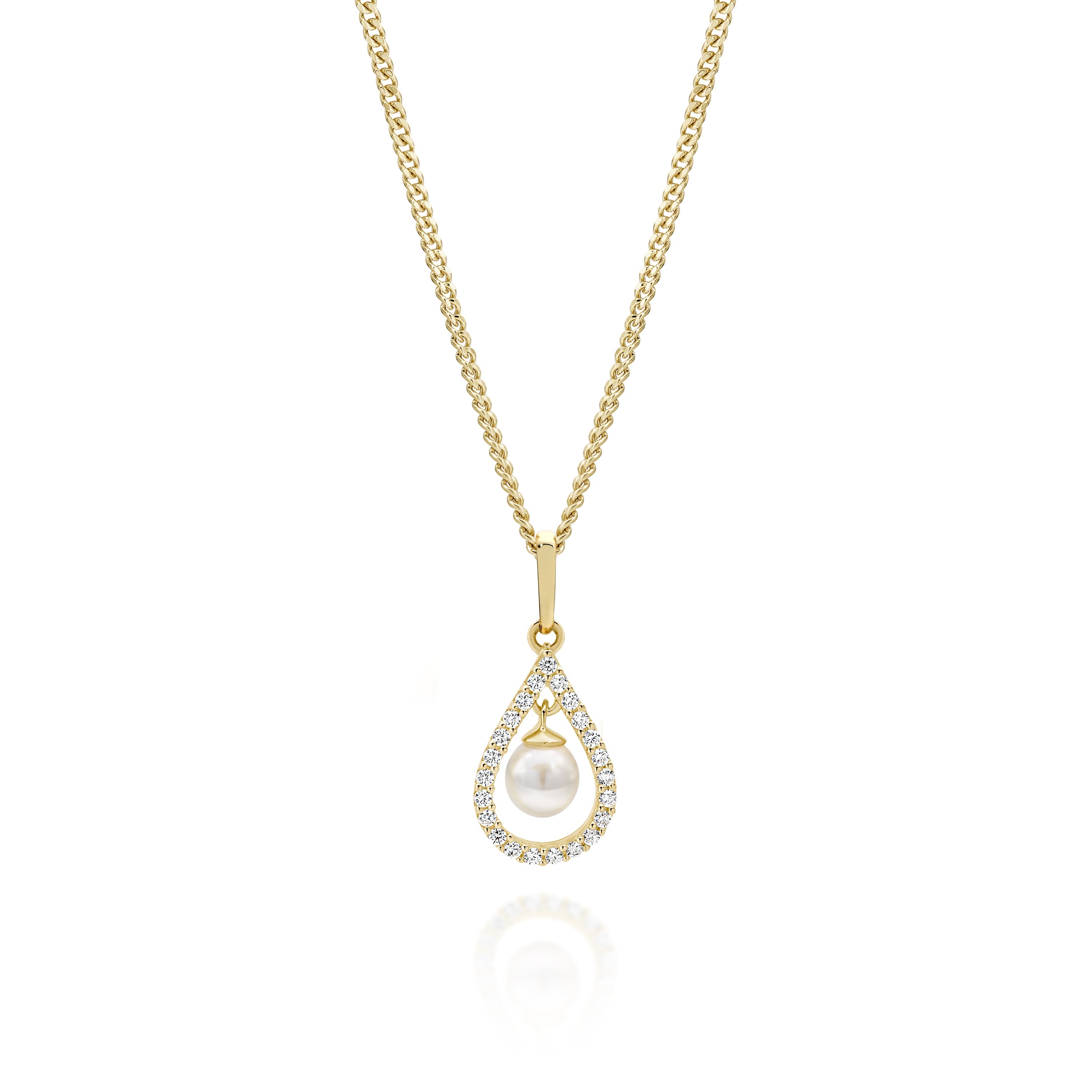 9ct gold tear drop pearl pendant