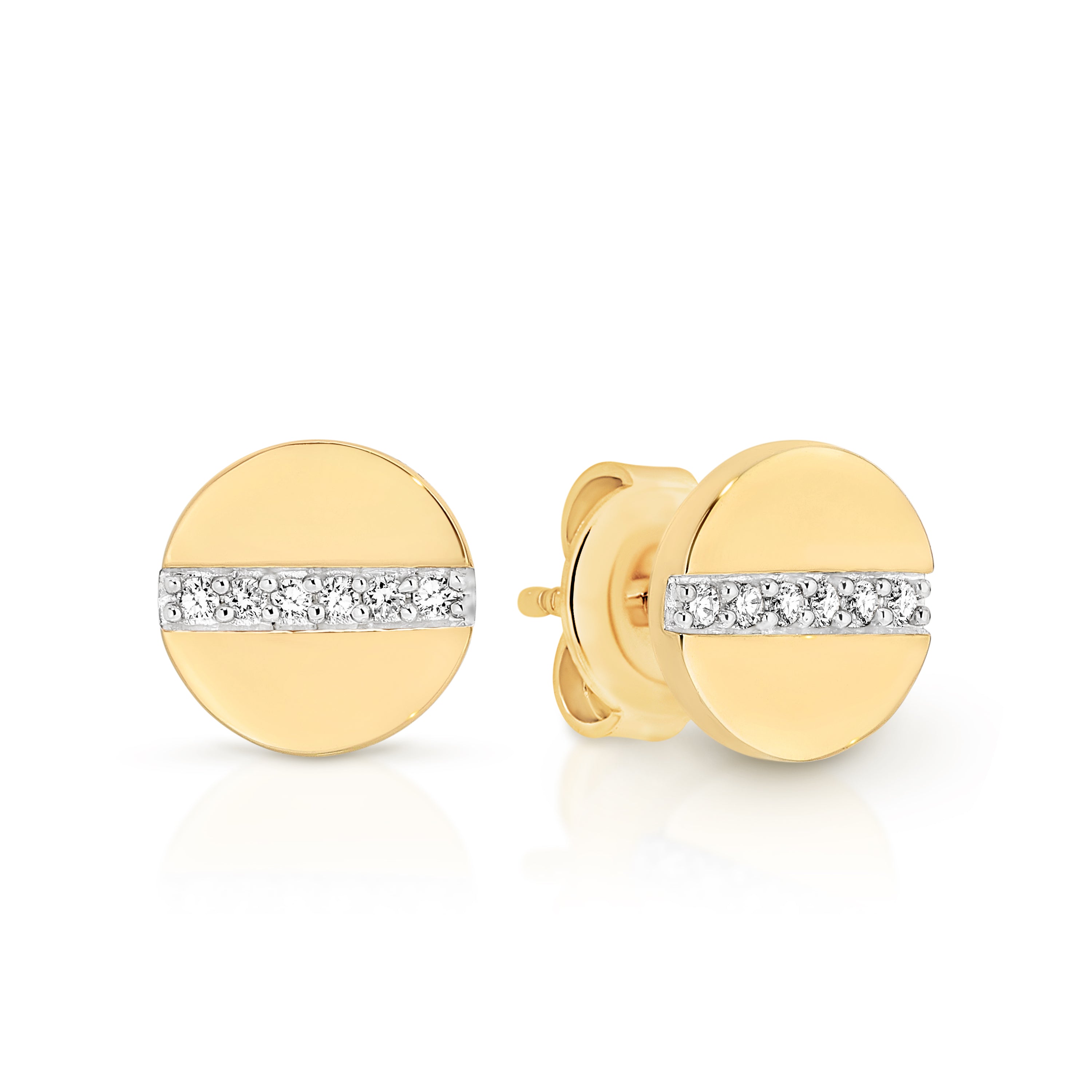 9ct diamond disc studs