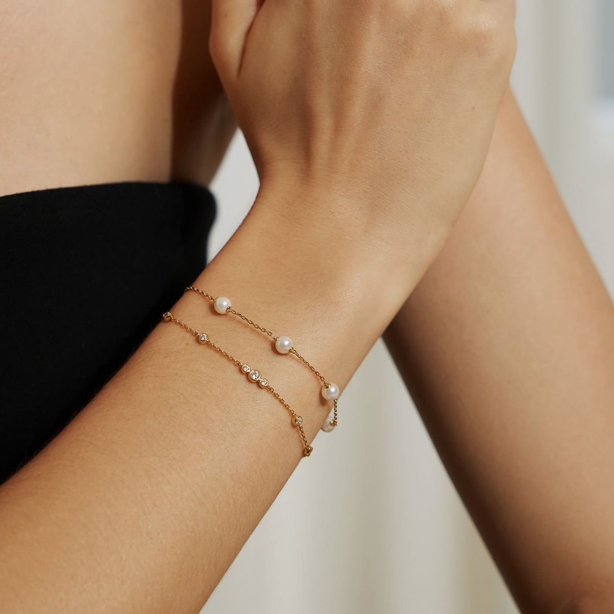 Ania Haie Gold Pearl Station Bracelet
