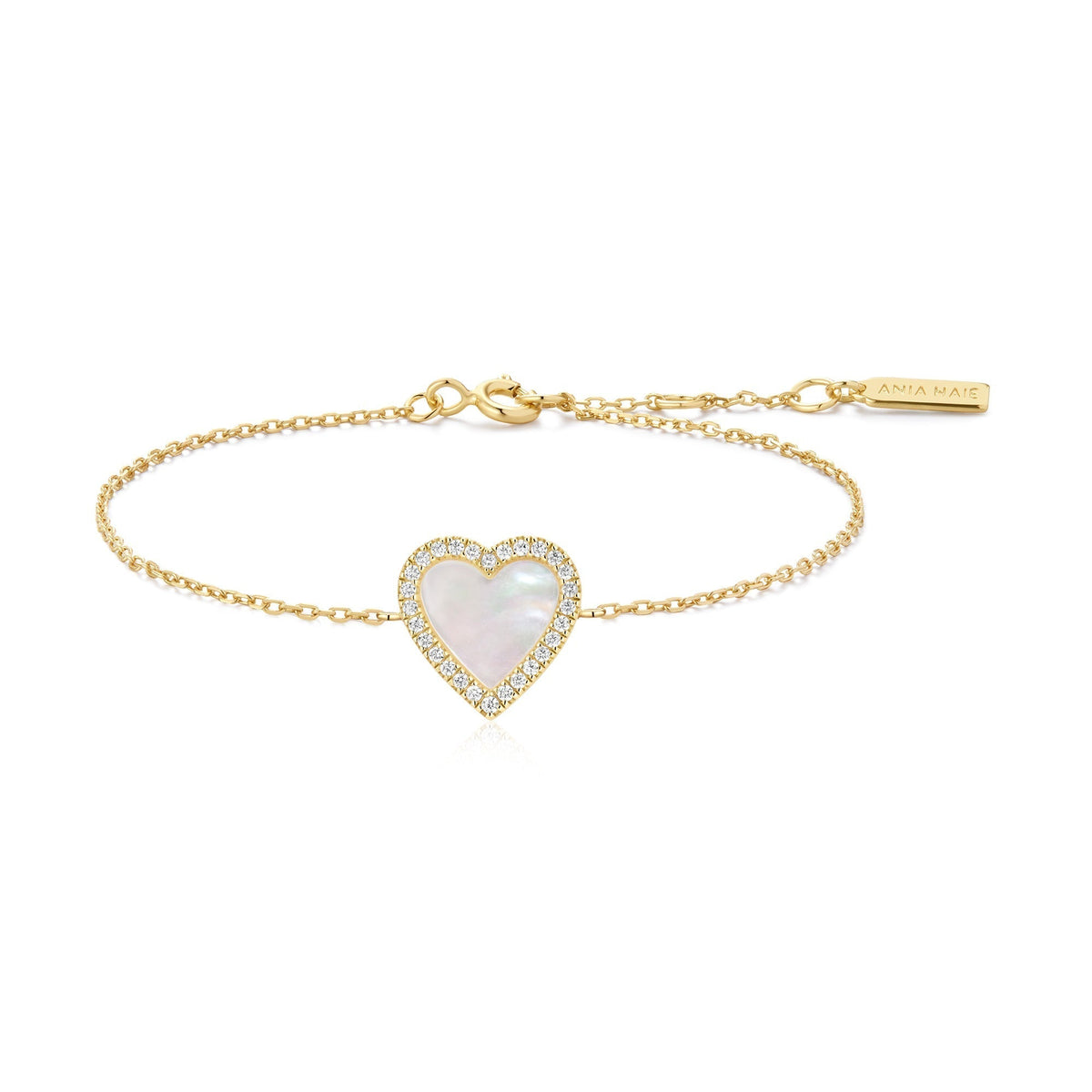 Ania Haie Gold Mother of Pearl Halo Heart Bracelet