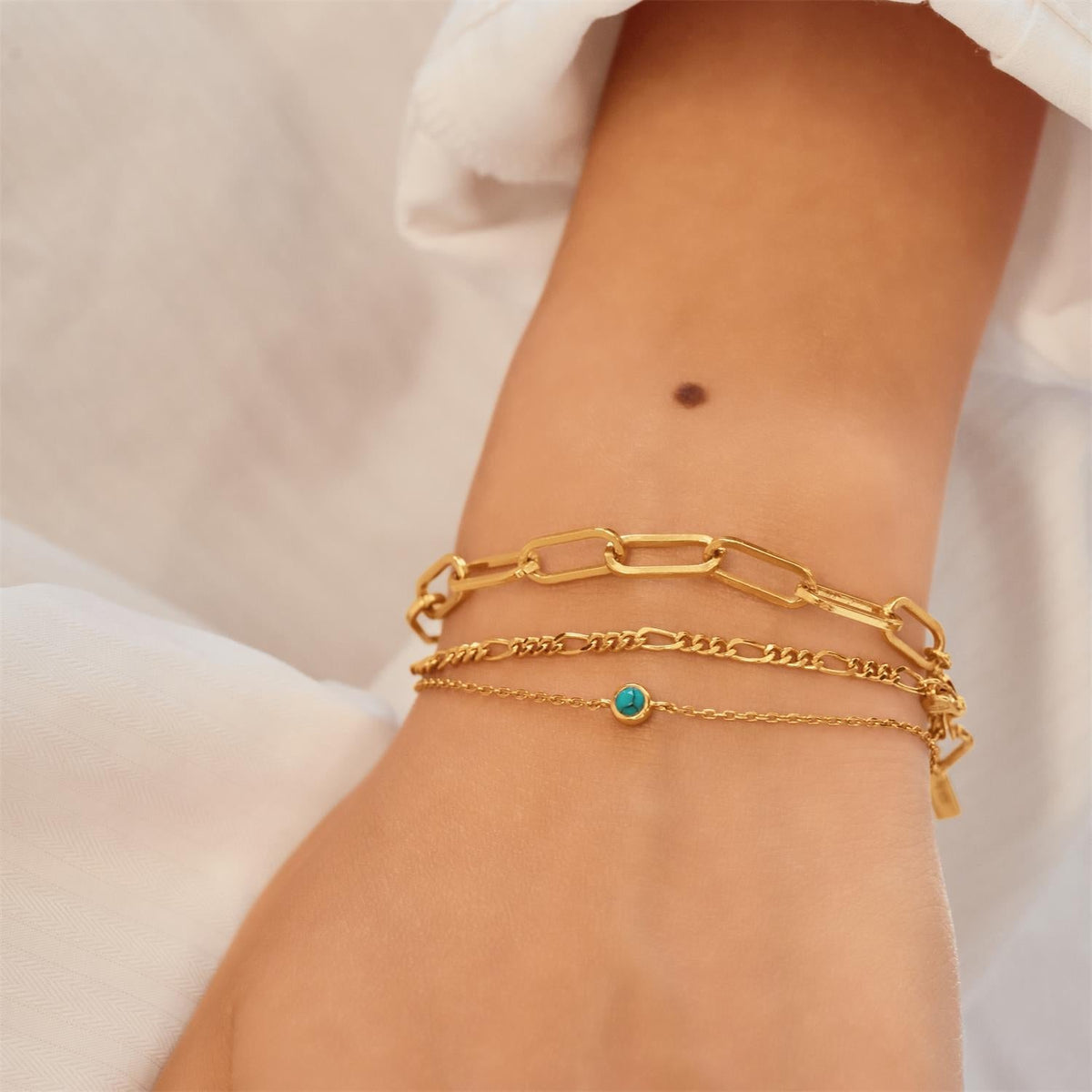 Ania Haie Gold Bezel-Set Lab-Created Turquoise Solitaire Bracelet
