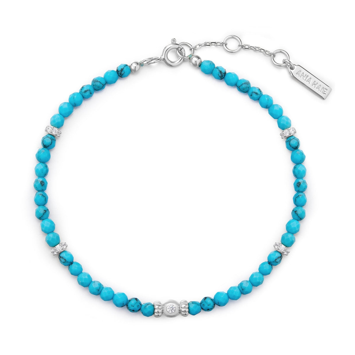 Ania Haie Silver Lab-Created Turquoise Beaded Bracelet