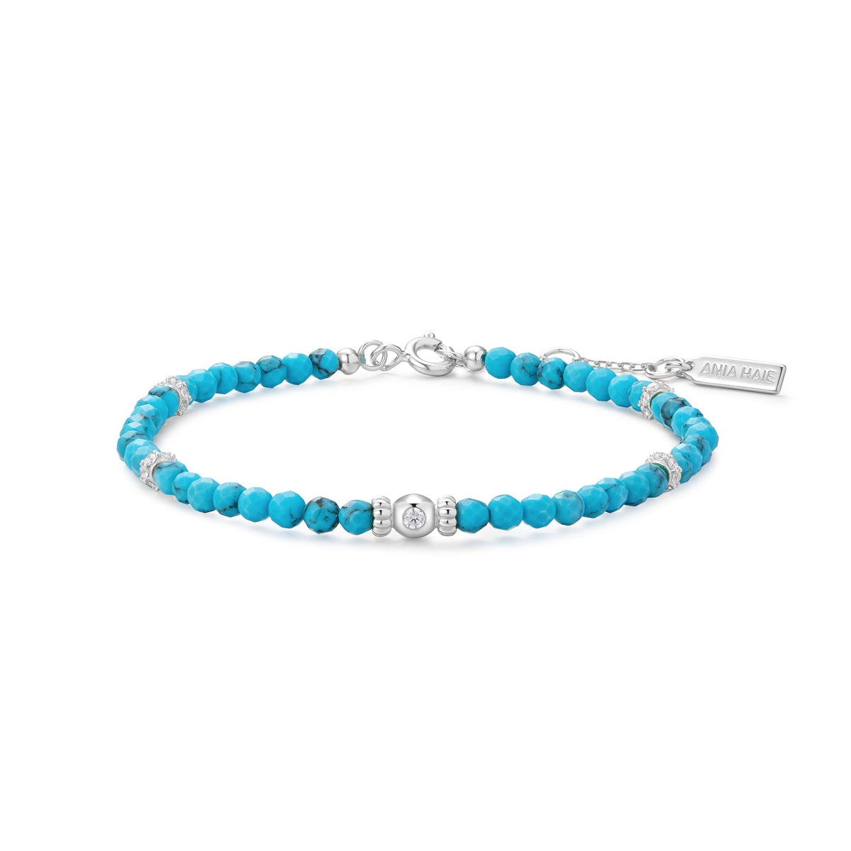 Ania Haie Silver Lab-Created Turquoise Beaded Bracelet