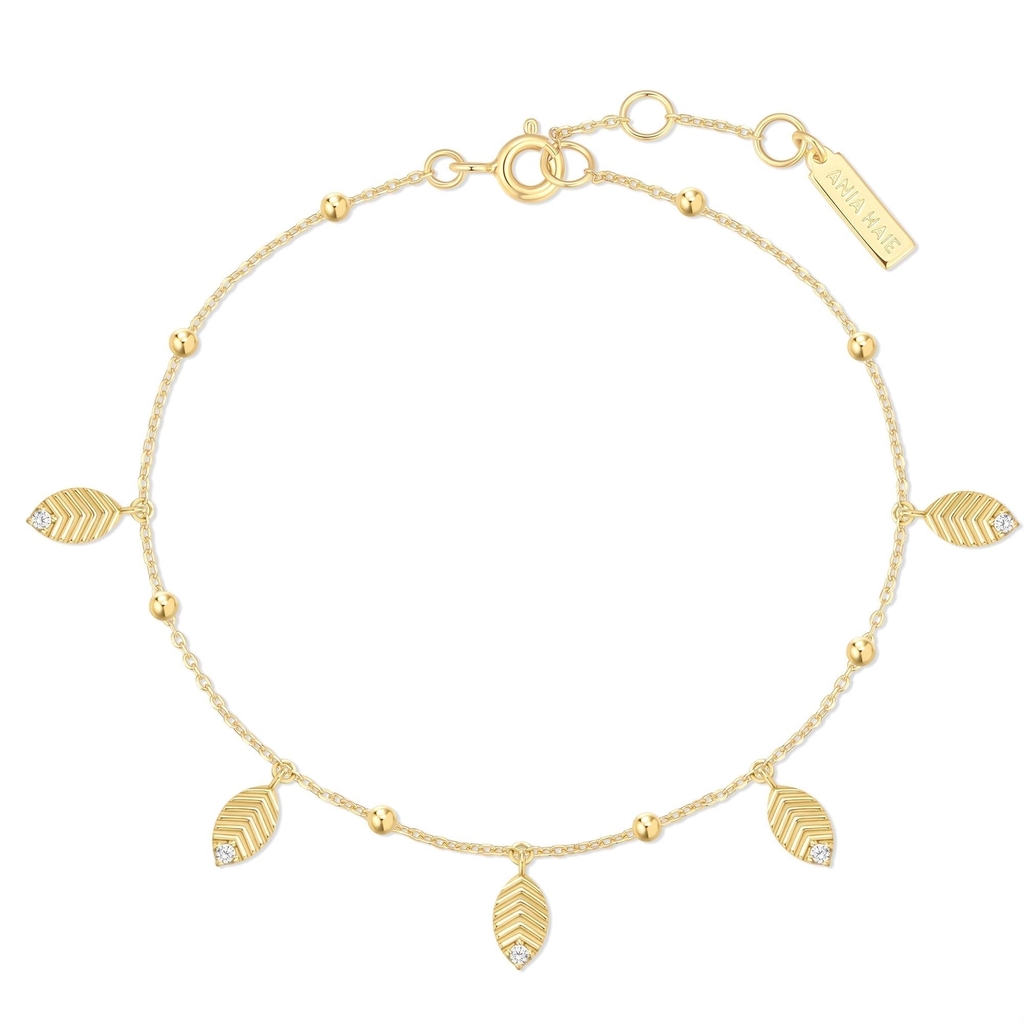 Ania Haie Gold Leaf Station Bracelet