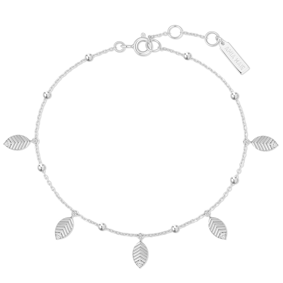 Ania Haie Silver Leaf Station Bracelet