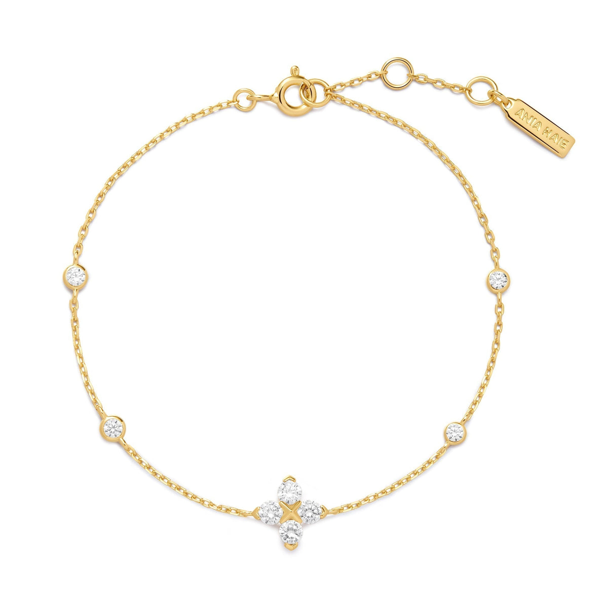Ania Haie Gold Sparkling Lucky Clover Bracelet