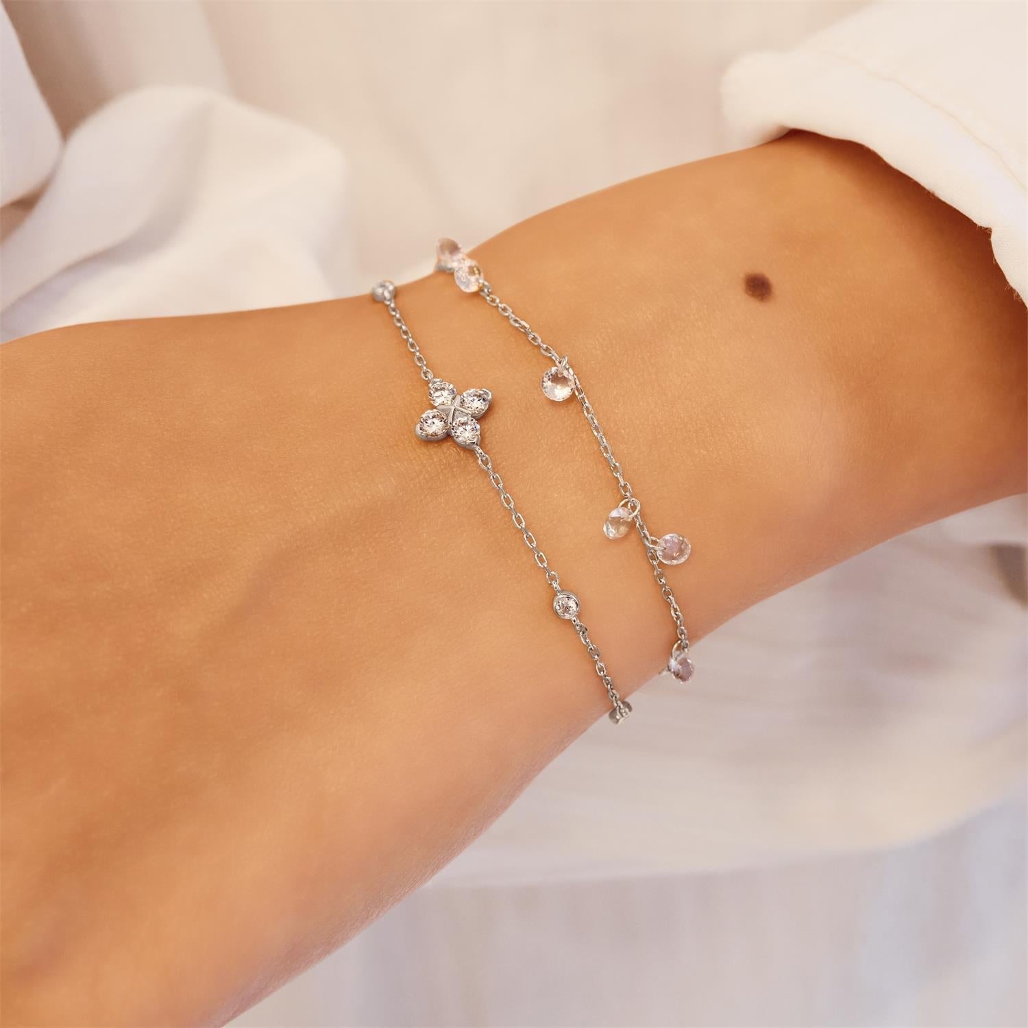 Ania Haie Silver Sparkling Lucky Clover Bracelet