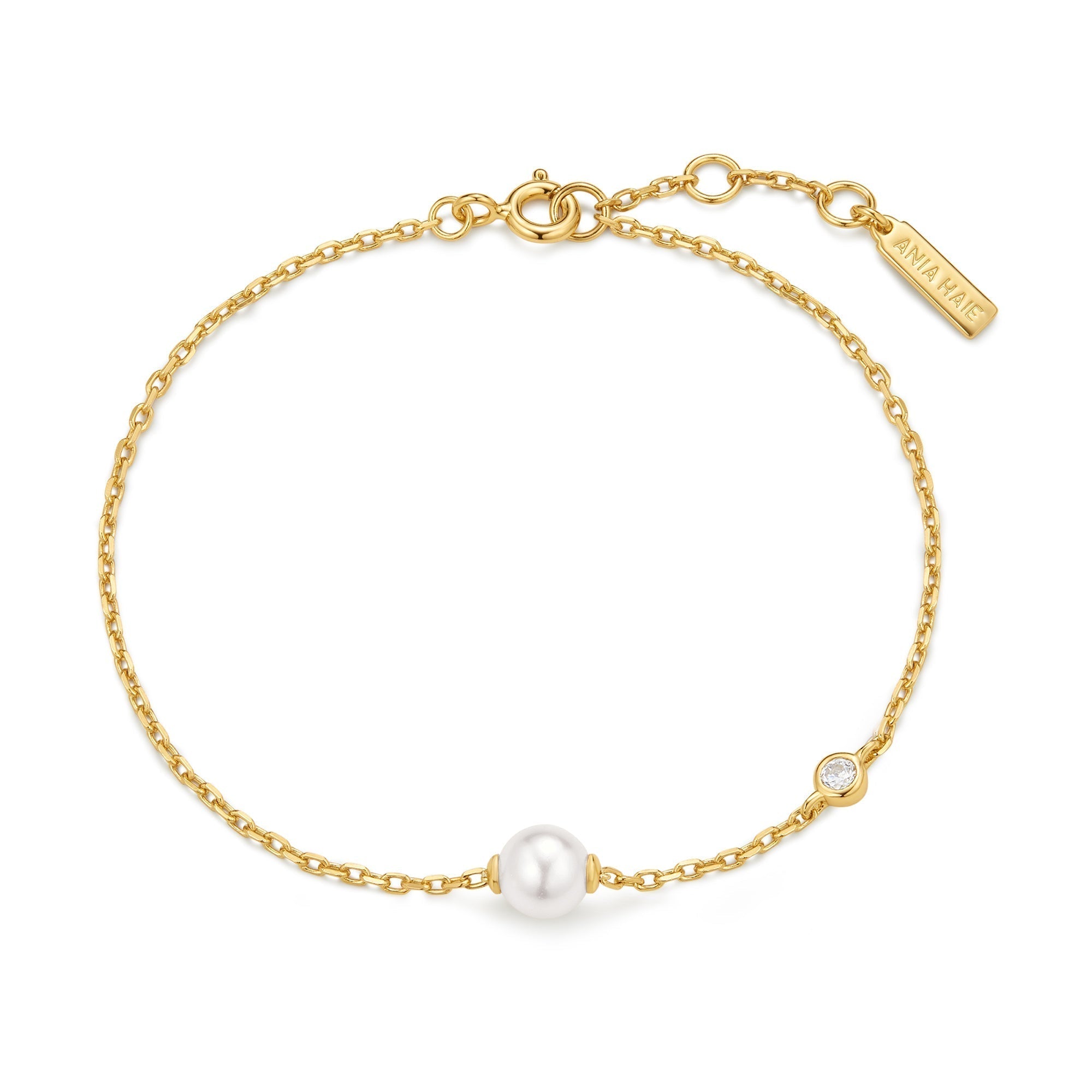 Ania Haie Gold Shell Pearl & Bezel-Set Sparkle Bracelet
