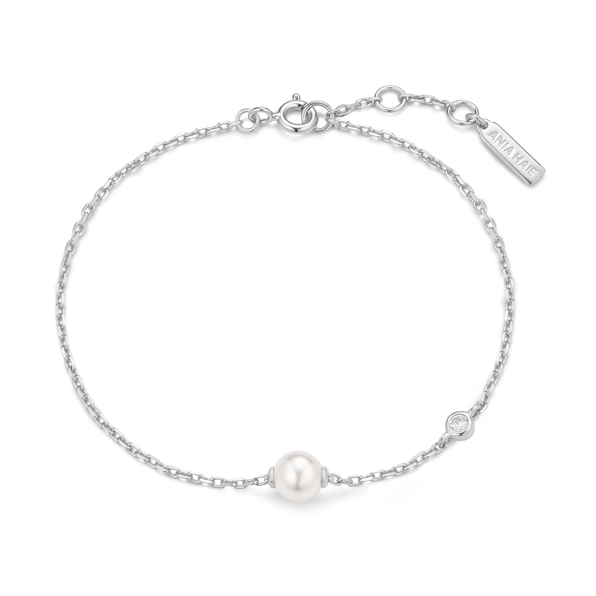 Ania Haie Silver Shell Pearl & Bezel-Set Sparkle Bracelet