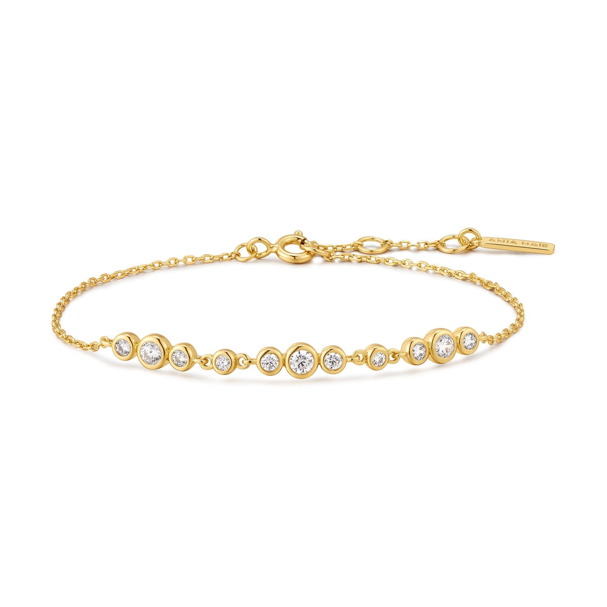 Ania Haie Gold Graduated Bezel-Set Trios Bracelet