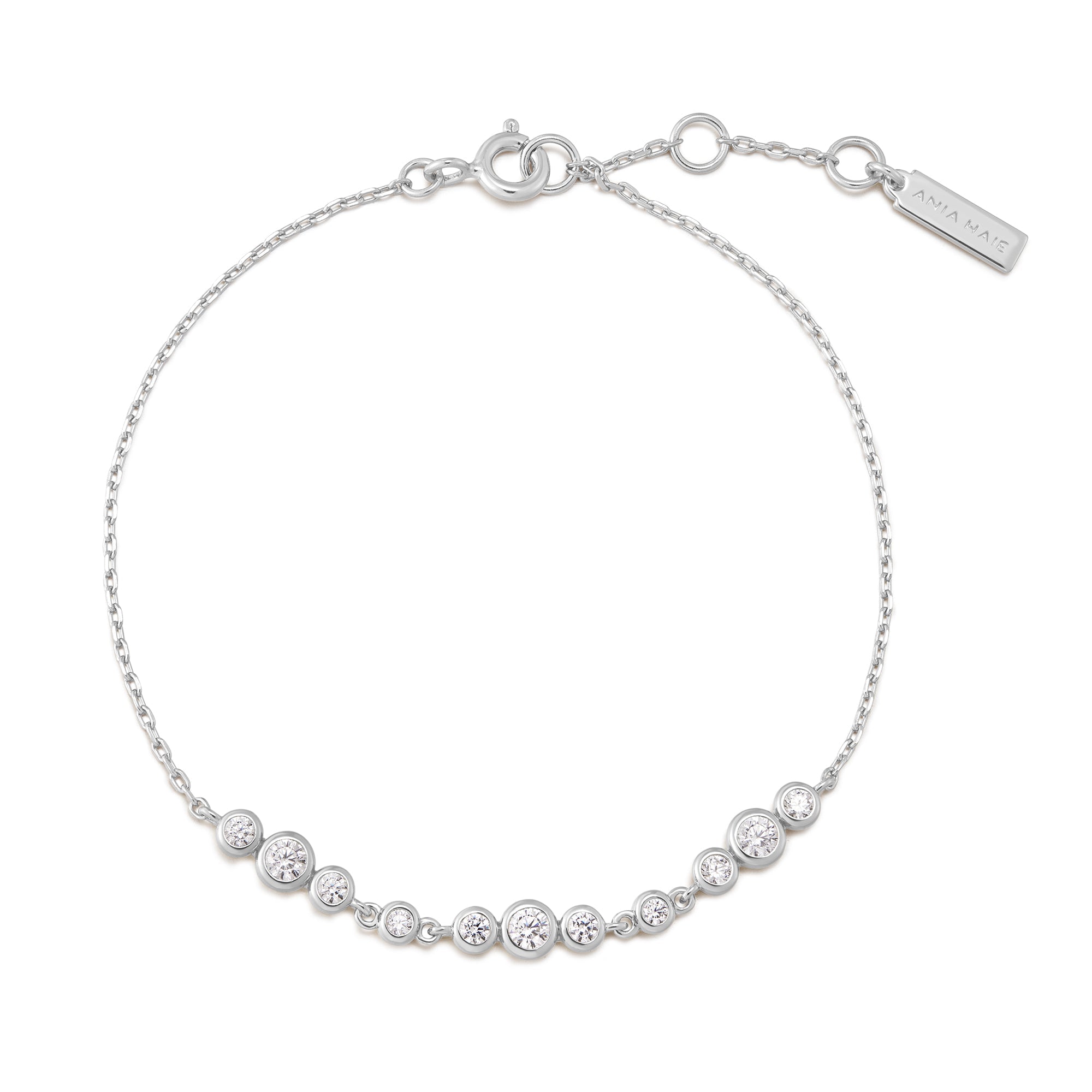 Ania Haie Silver Graduated Bezel-Set Trios Bracelet