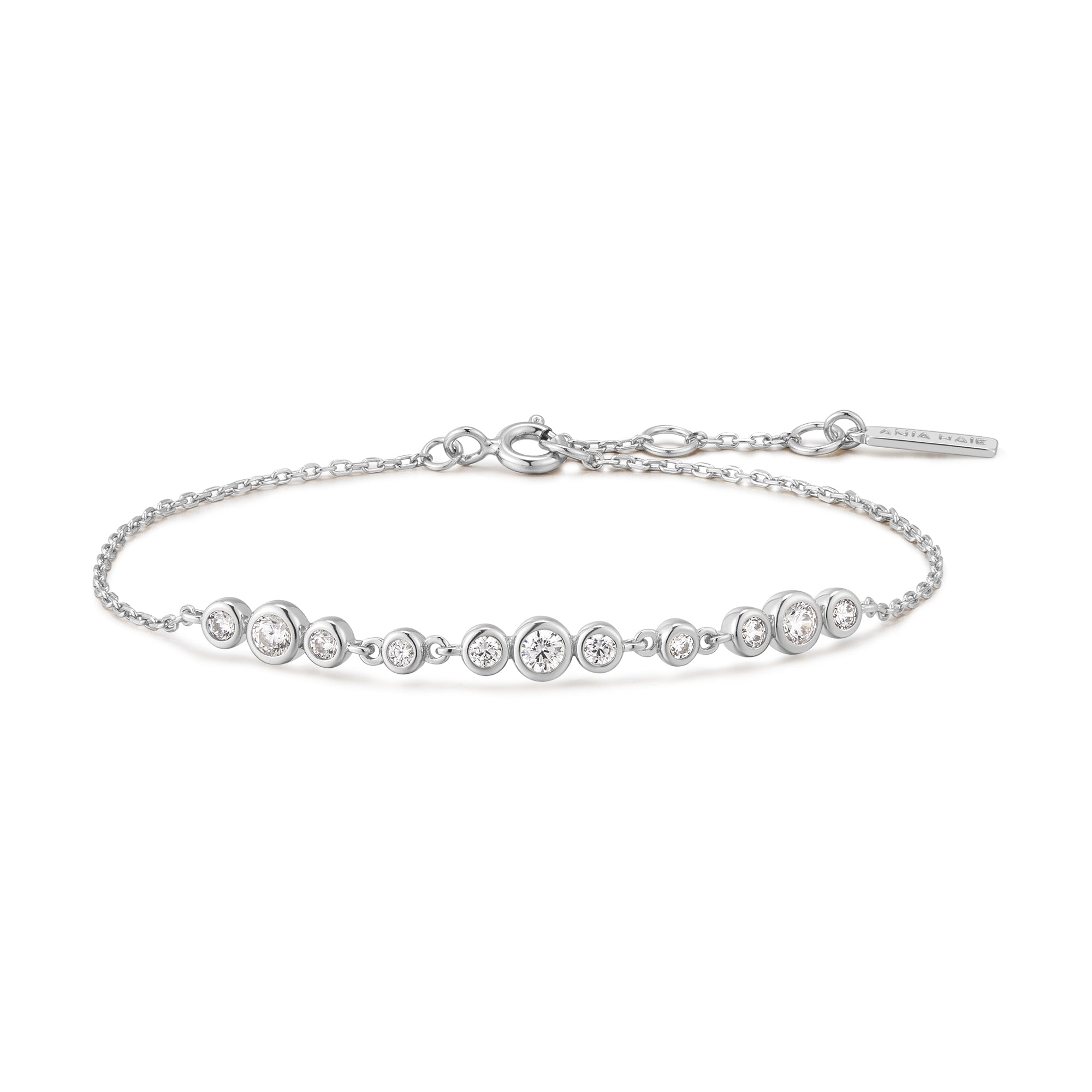 Ania Haie Silver Graduated Bezel-Set Trios Bracelet