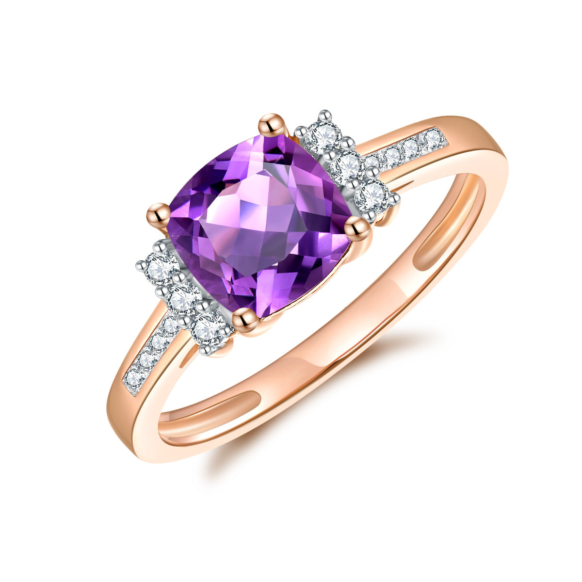 9ct Rose Gold Amethyst & Diamond Ring