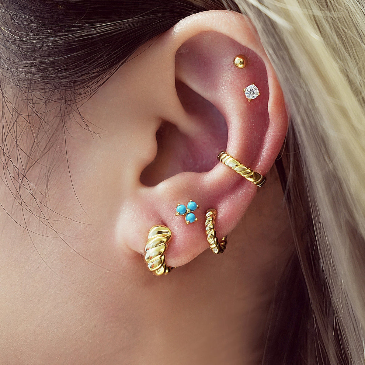 Ania Haie Gold Texture Small Huggie Hoop Earrings