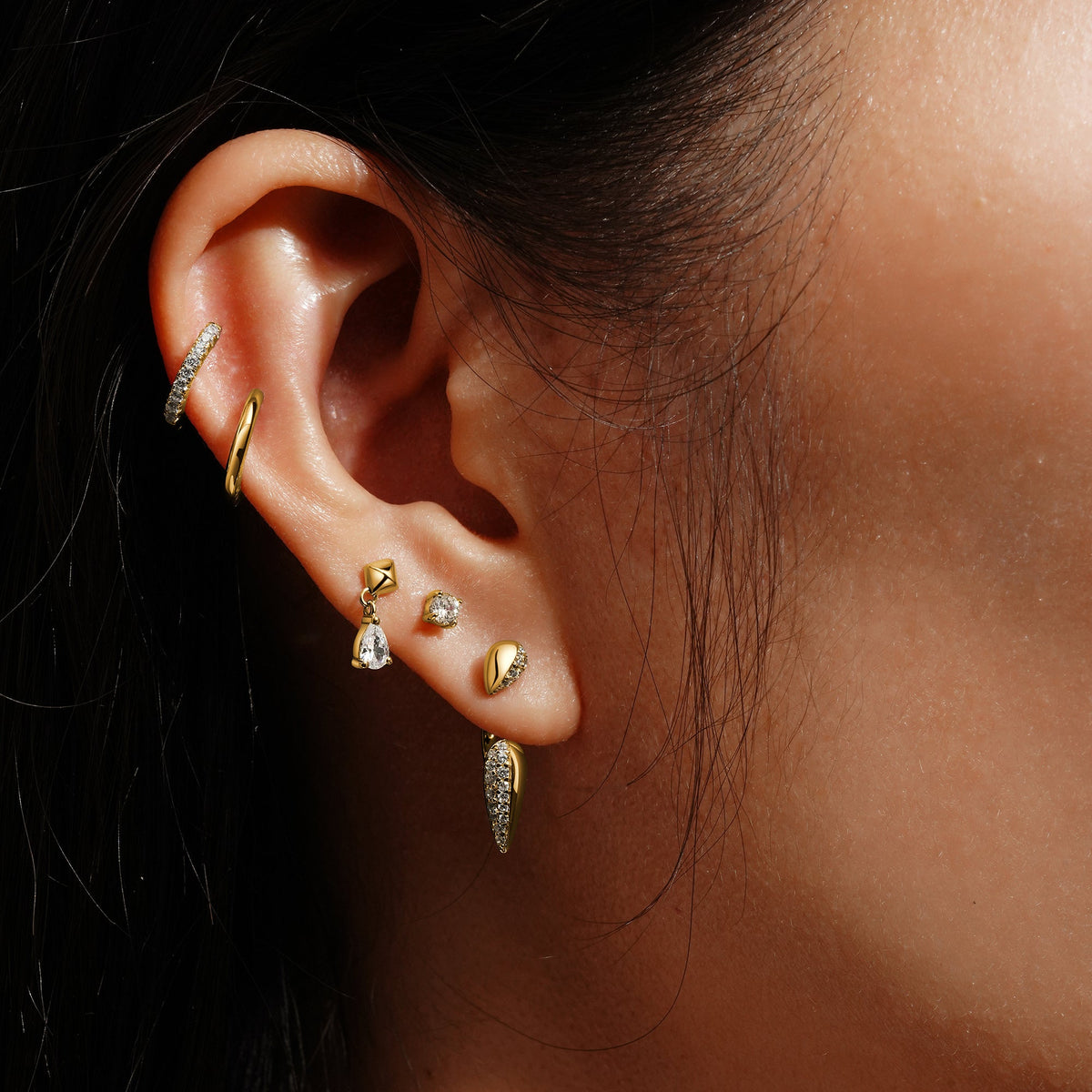 Ania Haie Gold Pyramid Dangle Threaded Stud Earrings