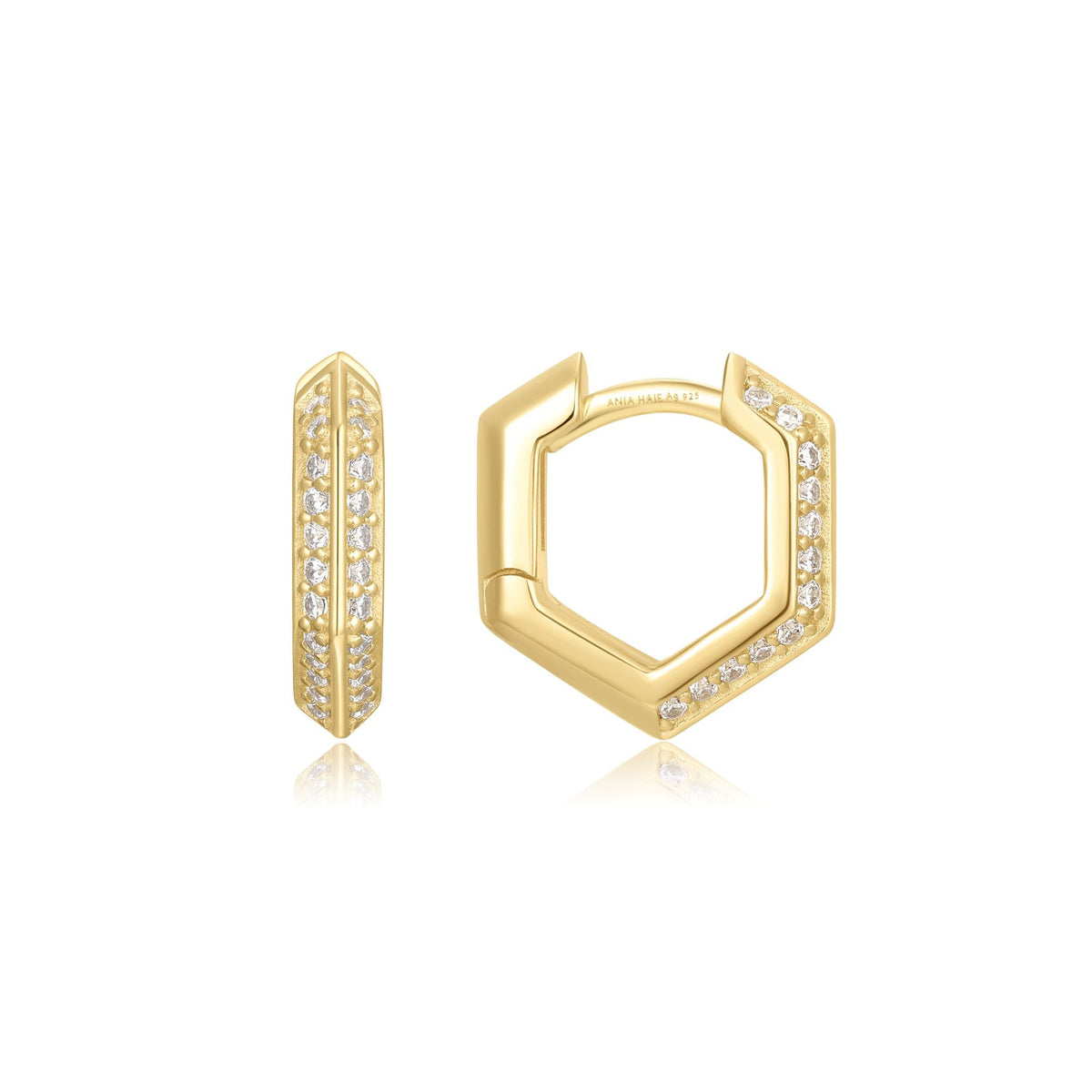 Ania Haie Gold Sparkling Shield Huggie Hoop Earrings