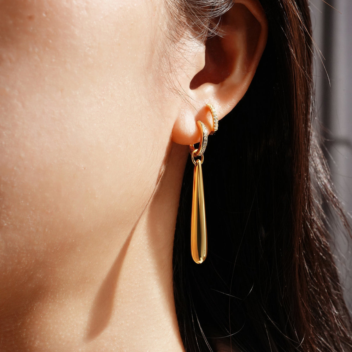 Ania Haie Gold Long Water Droplet Drop Earrings