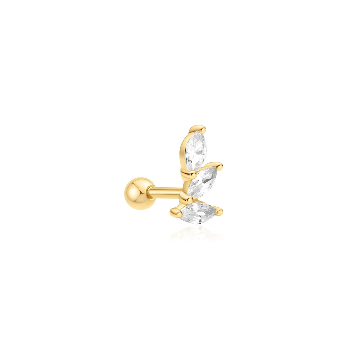 Ania Haie Gold Triple Marquise Barbell Single Earring