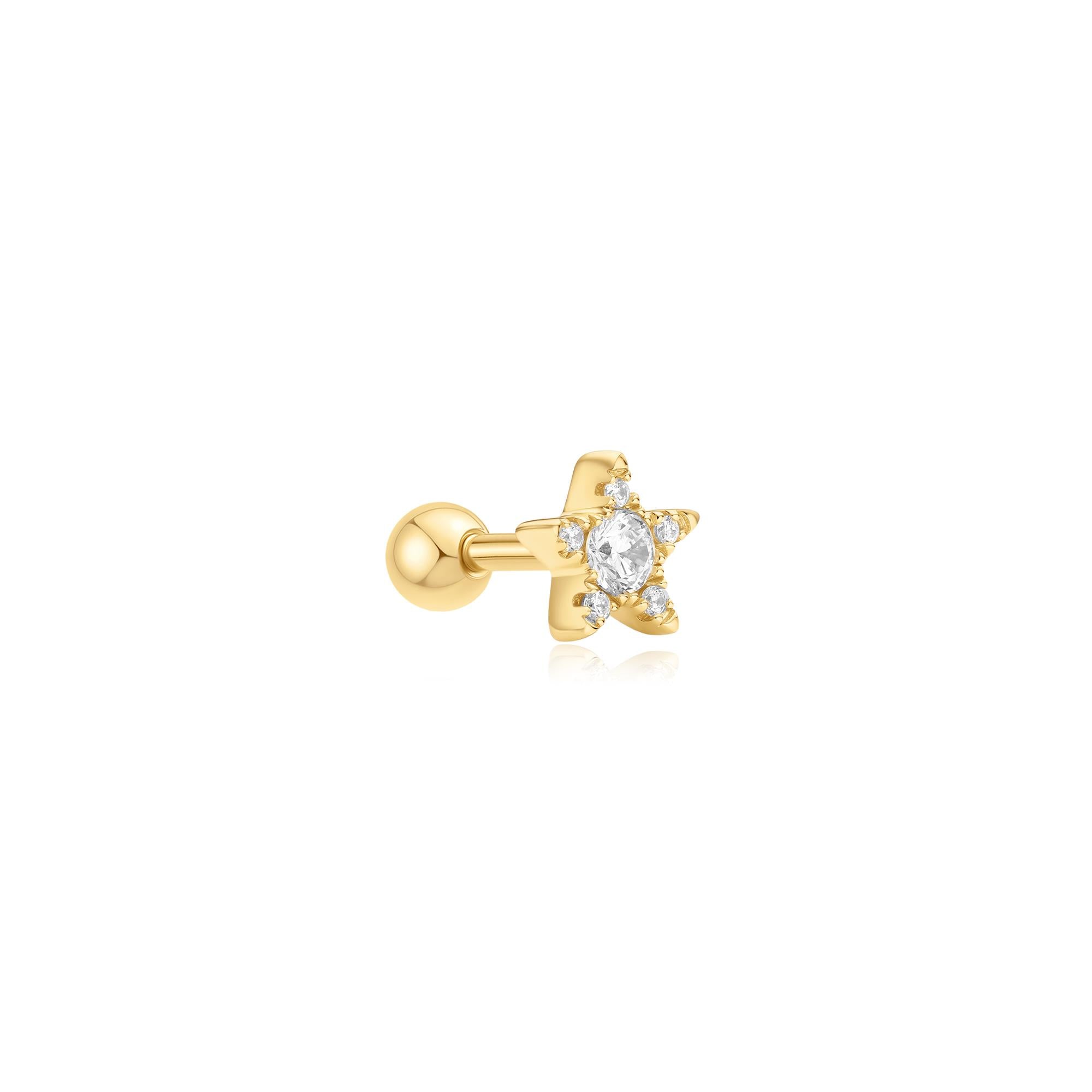 Ania Haie Gold Five-Point Star Barbell Single Earring