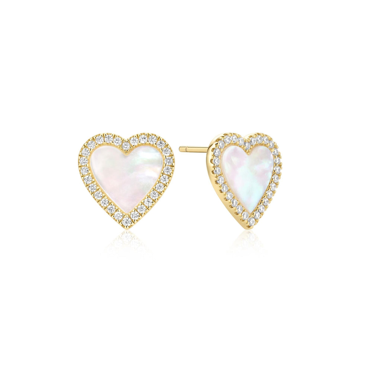 Ania Haie Gold Mother of Pearl Halo Heart Stud Earrings