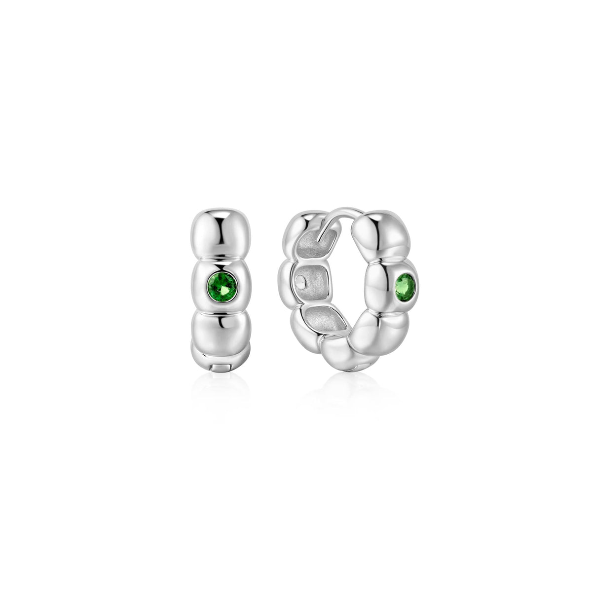 Ania Haie Silver Reversible Puffy Huggie Hoop Earrings