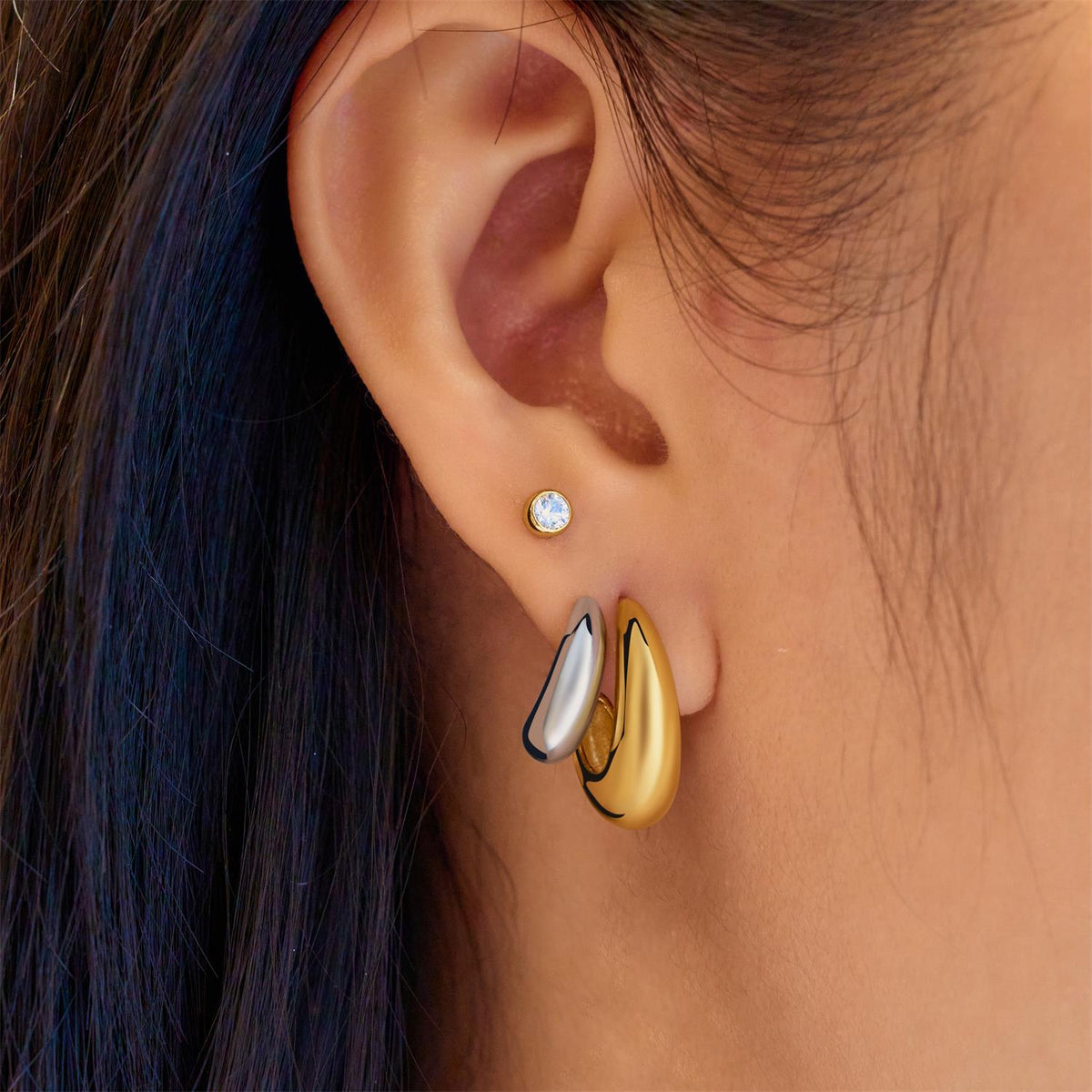 Ania Haie Two-Tone Dome Stud Hoop Earrings