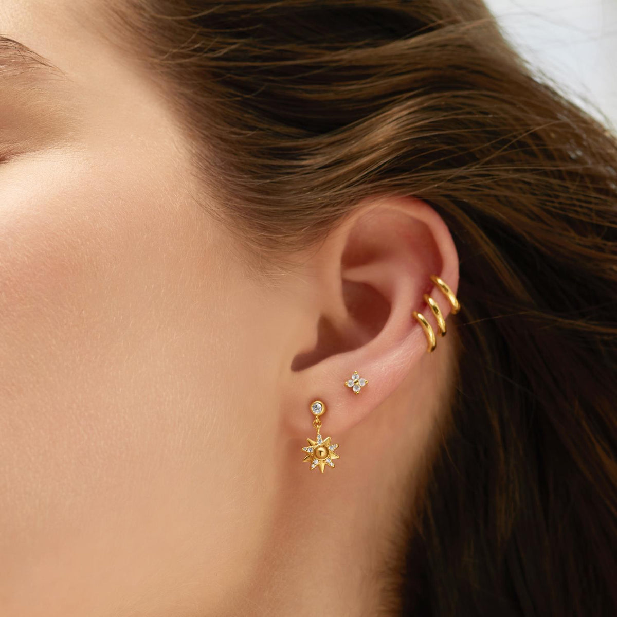 Ania Haie Gold Sunburst Dangle Stud Earrings