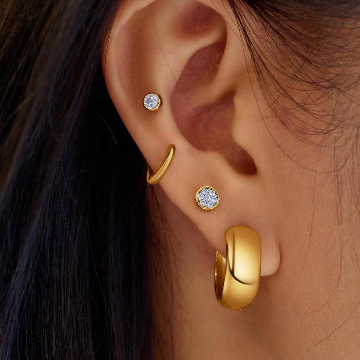 Ania Haie Gold Small Pave Disc Stud Earrings