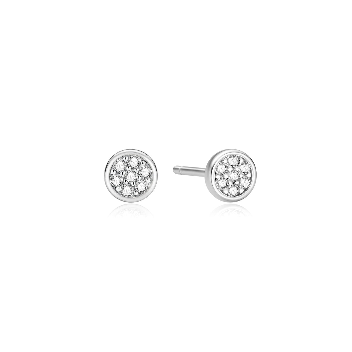 Ania Haie Silver Small Pave Disc Stud Earrings