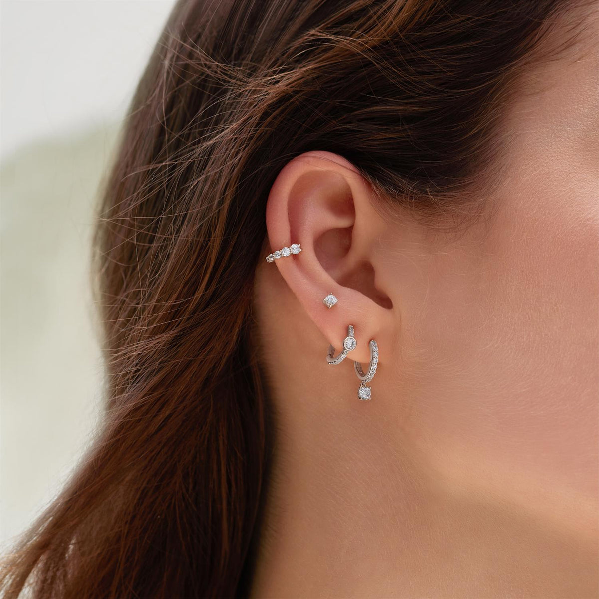 Ania Haie Silver Dangling Sparkle Huggie Hoop Earrings