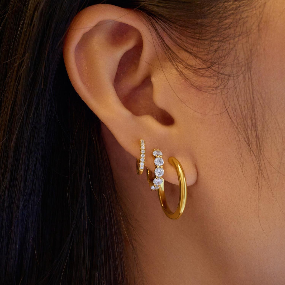 Ania Haie Gold Quintet Sparkle Huggie Hoop Earrings