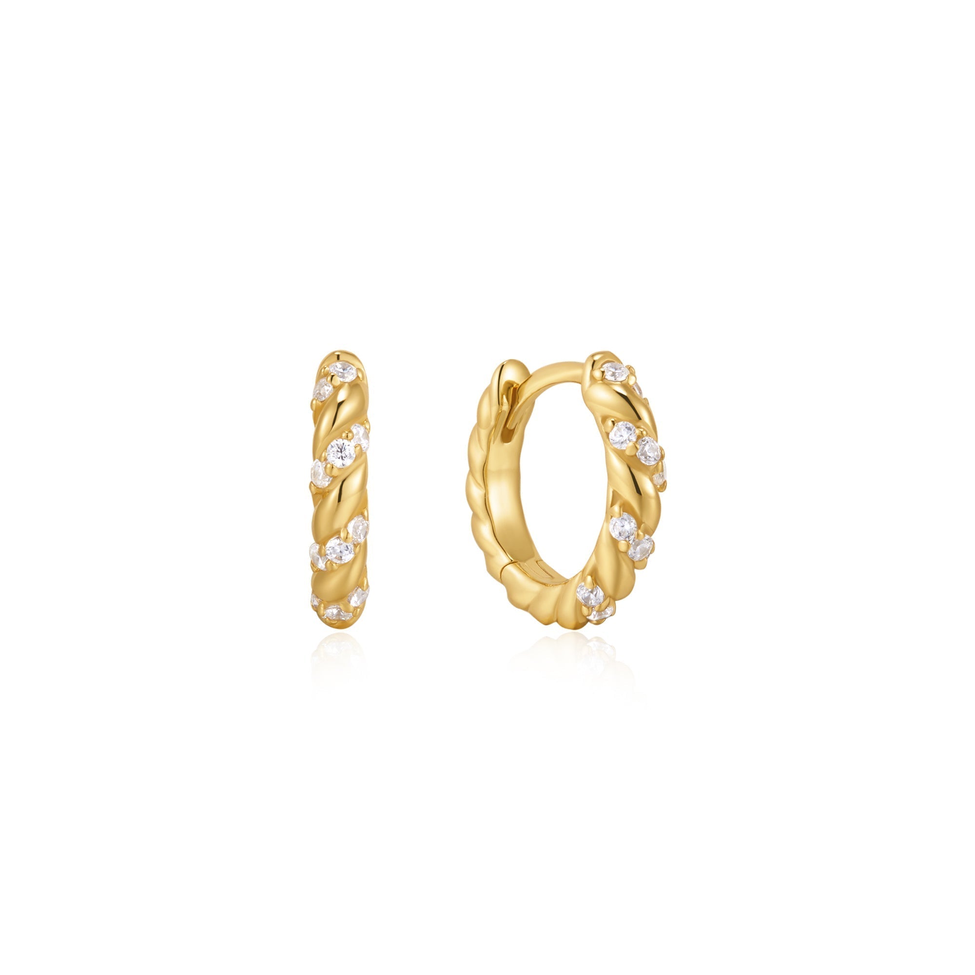 Ania Haie Gold Sparkle Twisted Huggie Hoop Earrings