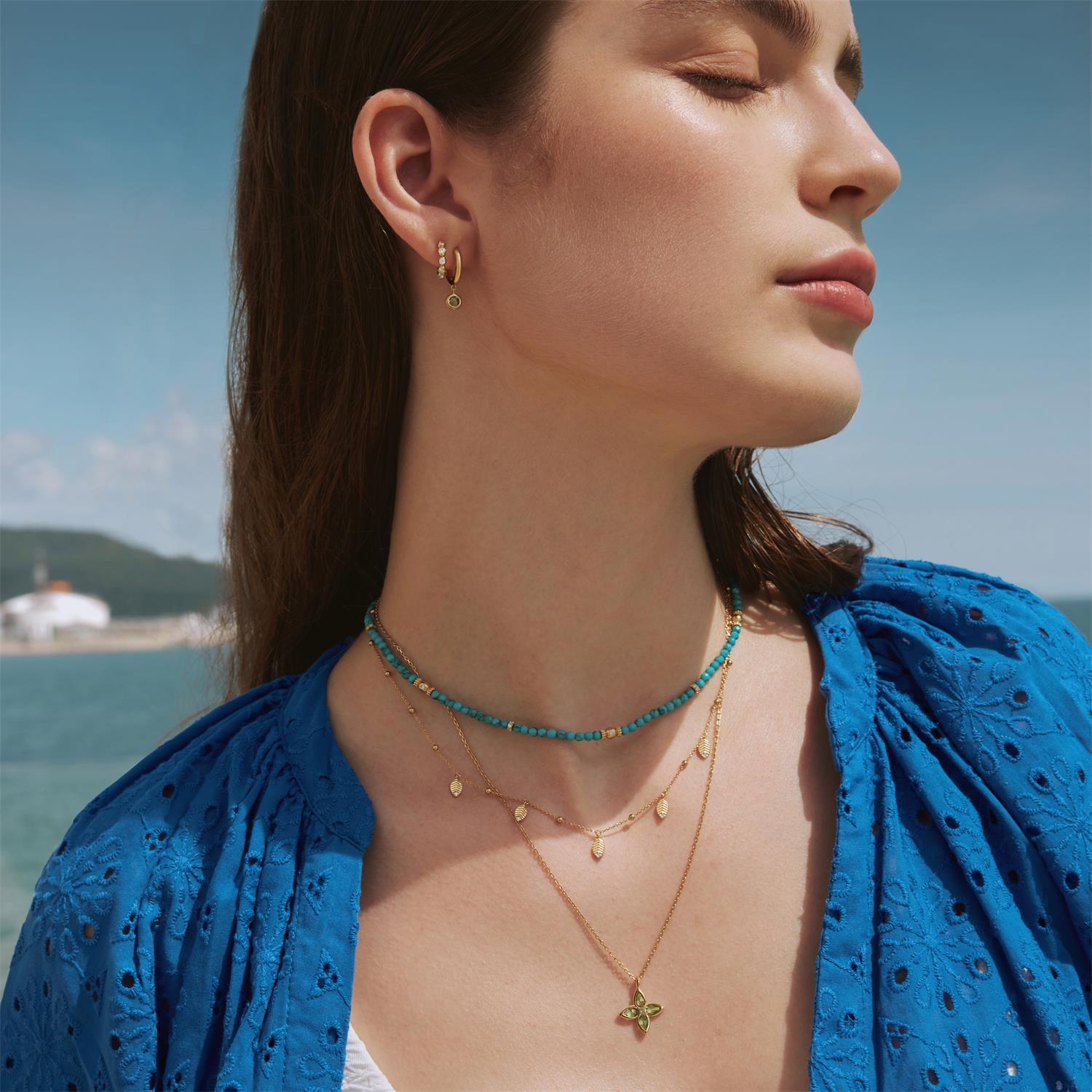 Ania Haie Gold Leaf Station Necklace